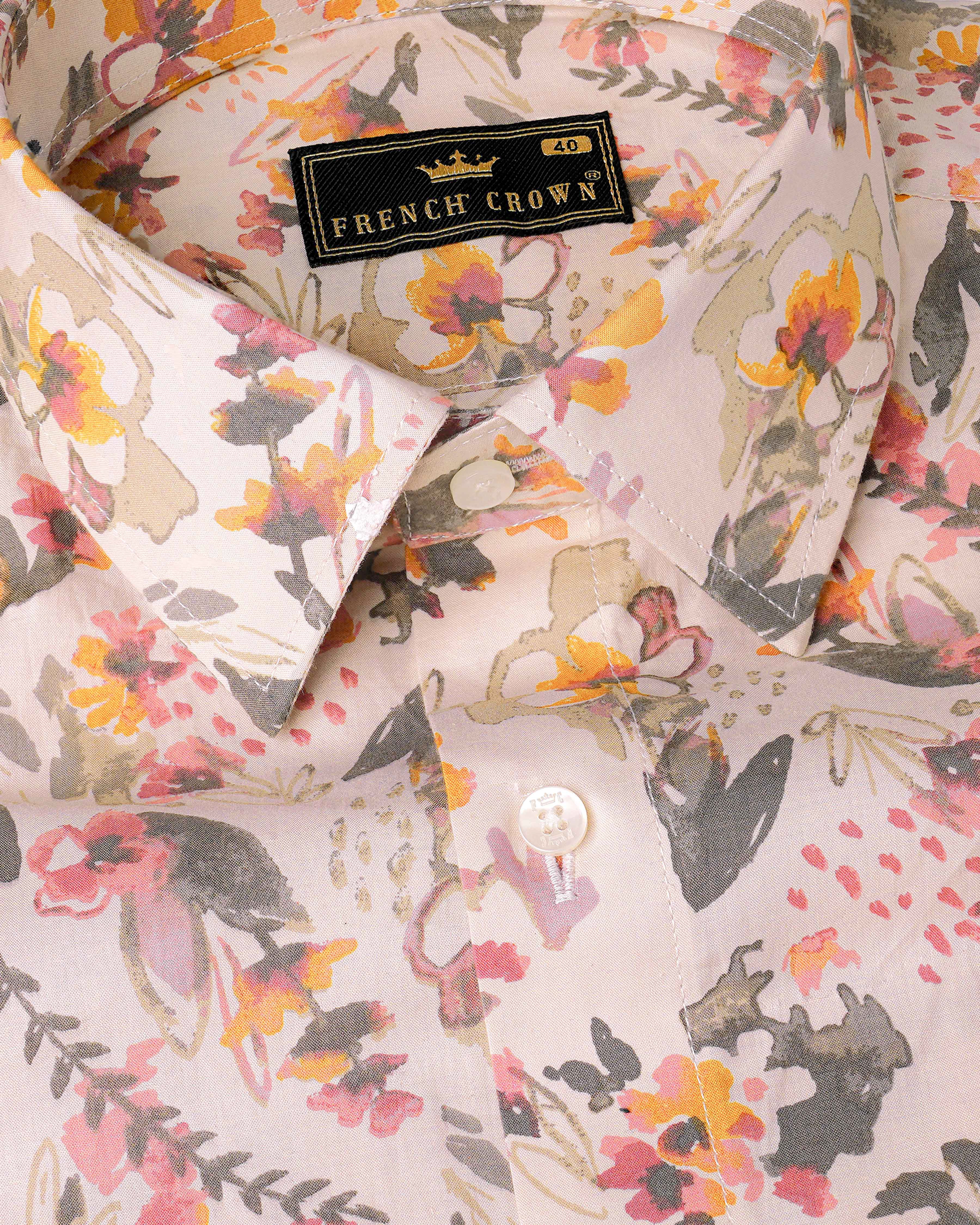 Bizarre Cream and Ruddy Pink Floral Printed Premium Cotton Shirt 8038-38,8038-38,8038-39,8038-39,8038-40,8038-40,8038-42,8038-42,8038-44,8038-44,8038-46,8038-46,8038-48,8038-48,8038-50,8038-50,8038-52,8038-52