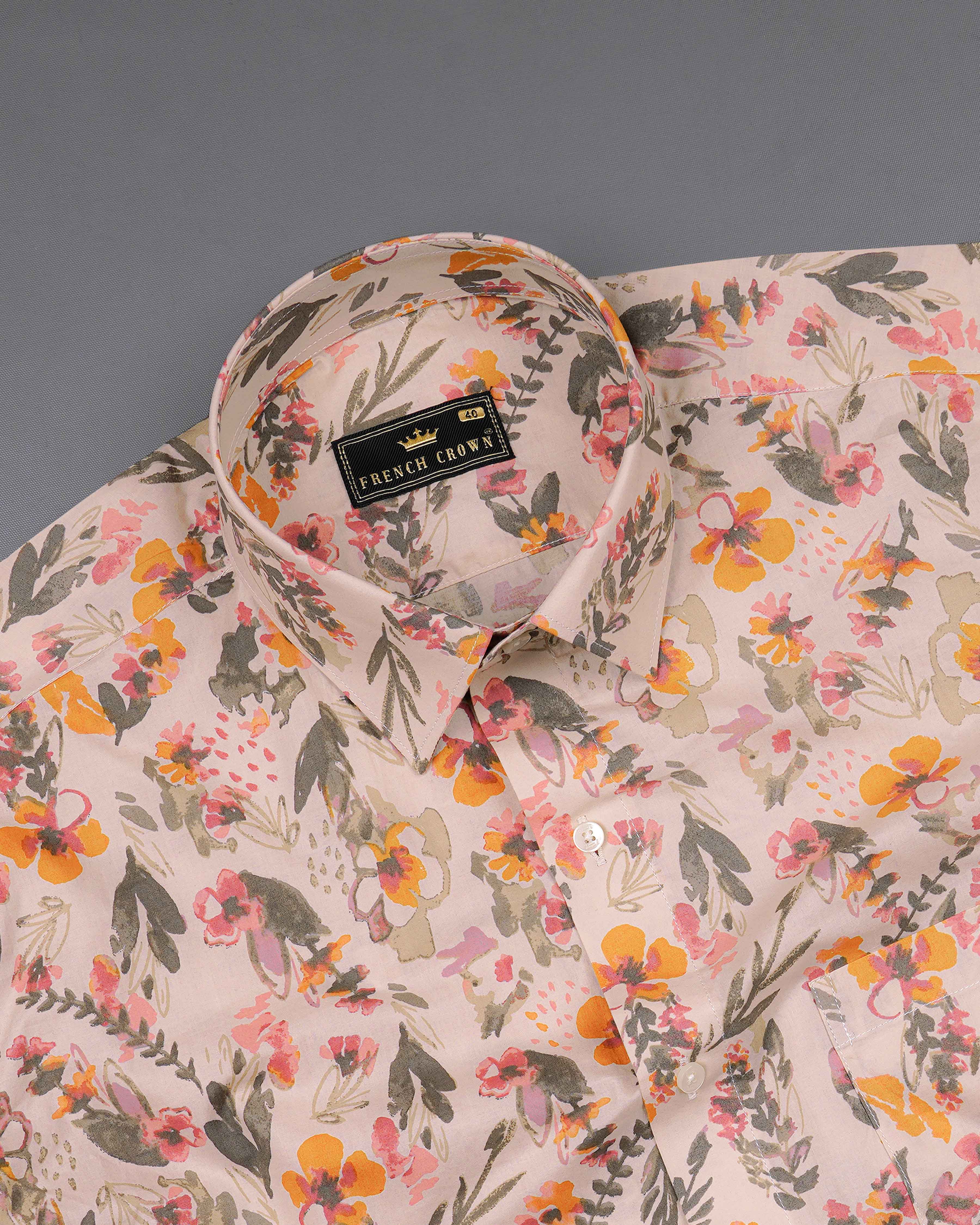 Bizarre Cream and Ruddy Pink Floral Printed Premium Cotton Shirt 8038-38,8038-38,8038-39,8038-39,8038-40,8038-40,8038-42,8038-42,8038-44,8038-44,8038-46,8038-46,8038-48,8038-48,8038-50,8038-50,8038-52,8038-52