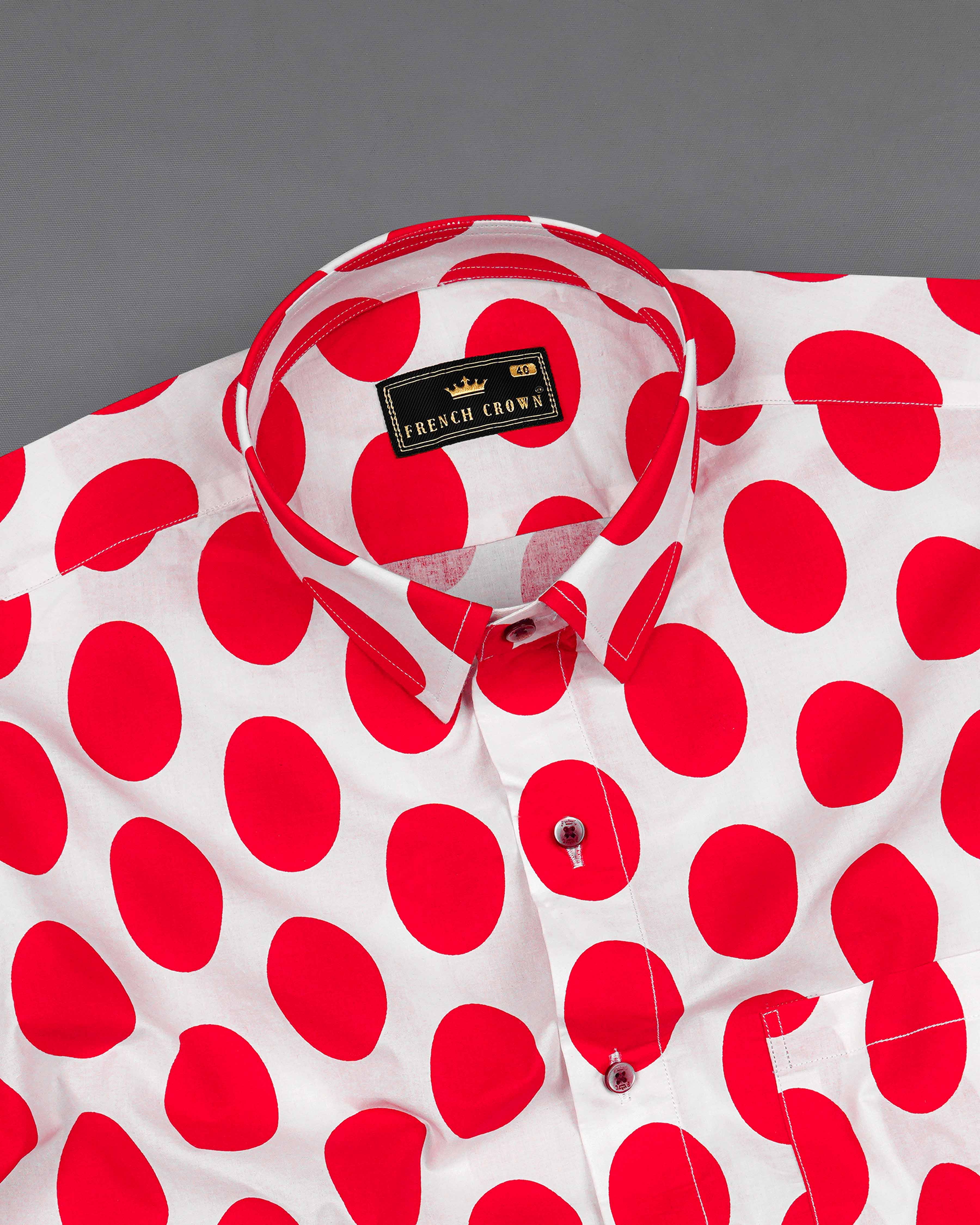 Bright White with Cadmium Red Polka Dotted Premium Cotton Shirt 8041-MN-38,8041-MN-38,8041-MN-39,8041-MN-39,8041-MN-40,8041-MN-40,8041-MN-42,8041-MN-42,8041-MN-44,8041-MN-44,8041-MN-46,8041-MN-46,8041-MN-48,8041-MN-48,8041-MN-50,8041-MN-50,8041-MN-52,8041-MN-52