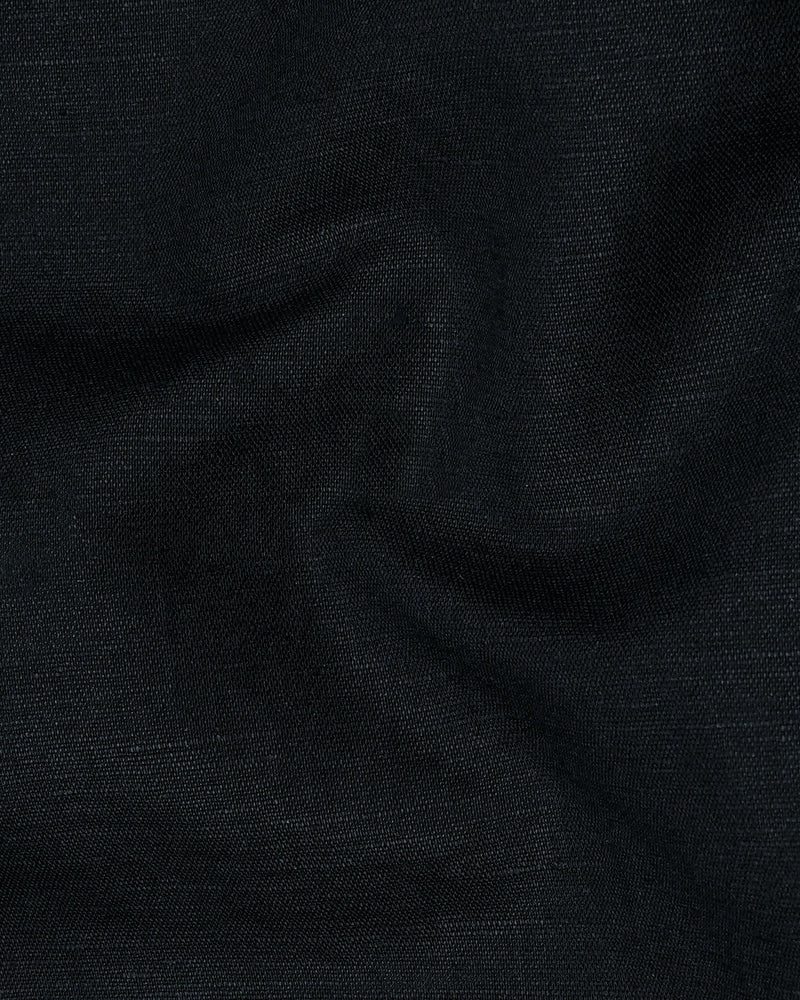 Jade Black Textured Luxurious Linen Shirt