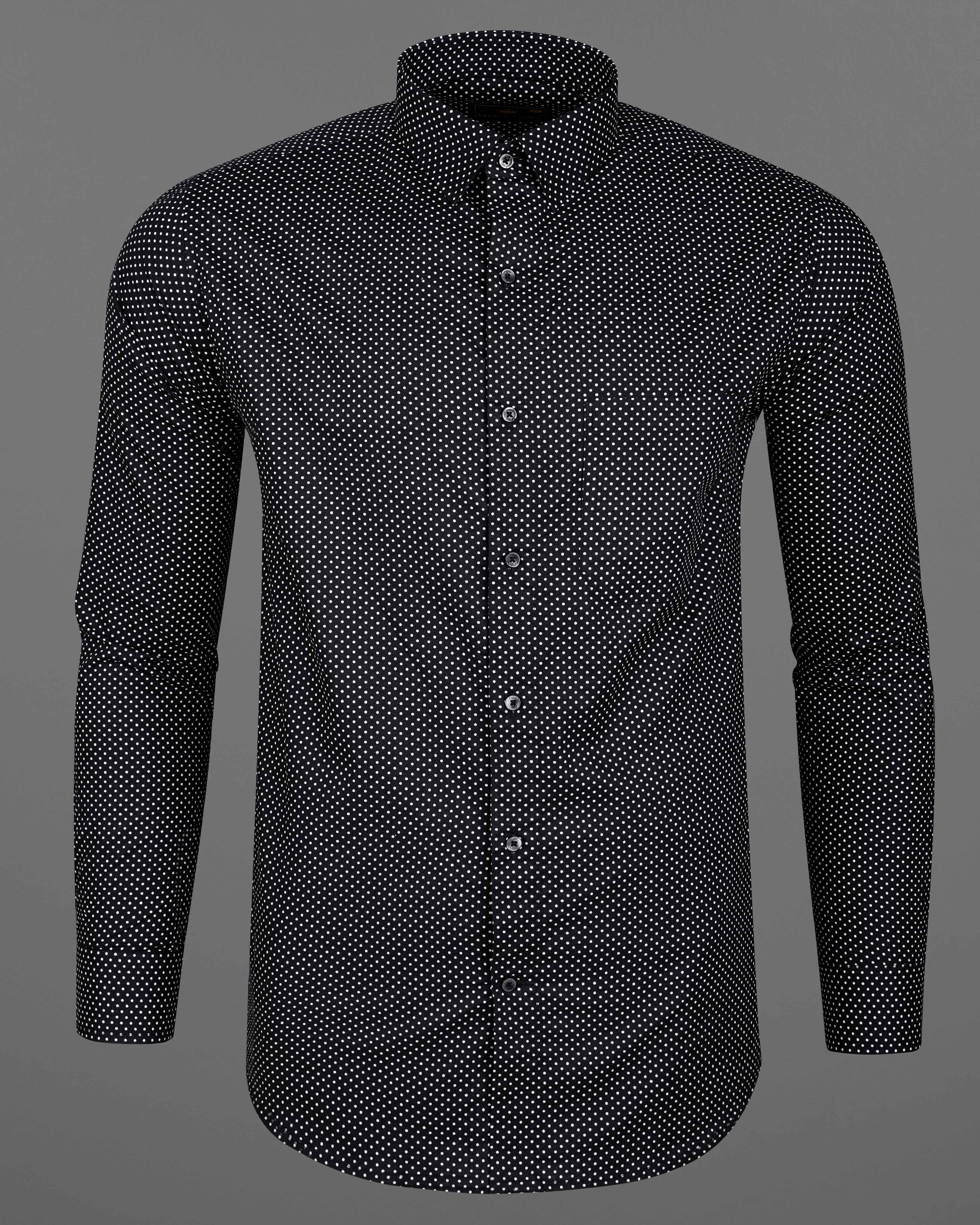 Jade Black and White Polka Premium Cotton Shirt 8049-BLK-38,8049-BLK-38,8049-BLK-39,8049-BLK-39,8049-BLK-40,8049-BLK-40,8049-BLK-42,8049-BLK-42,8049-BLK-44,8049-BLK-44,8049-BLK-46,8049-BLK-46,8049-BLK-48,8049-BLK-48,8049-BLK-50,8049-BLK-50,8049-BLK-52,8049-BLK-52