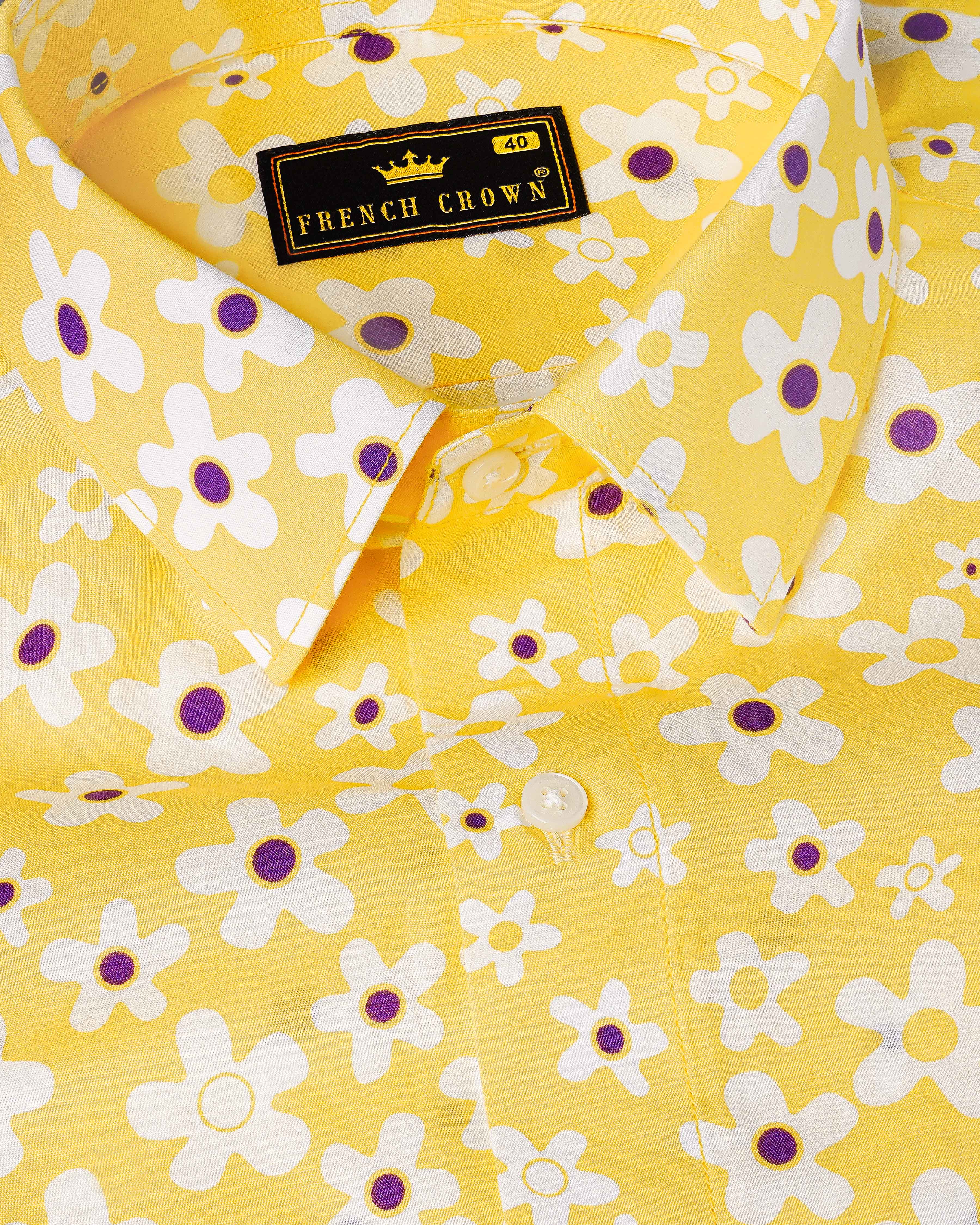 Arylide Yellow Floral Printed Premium Cotton Shirt 8053-38,8053-38,8053-39,8053-39,8053-40,8053-40,8053-42,8053-42,8053-44,8053-44,8053-46,8053-46,8053-48,8053-48,8053-50,8053-50,8053-52,8053-52