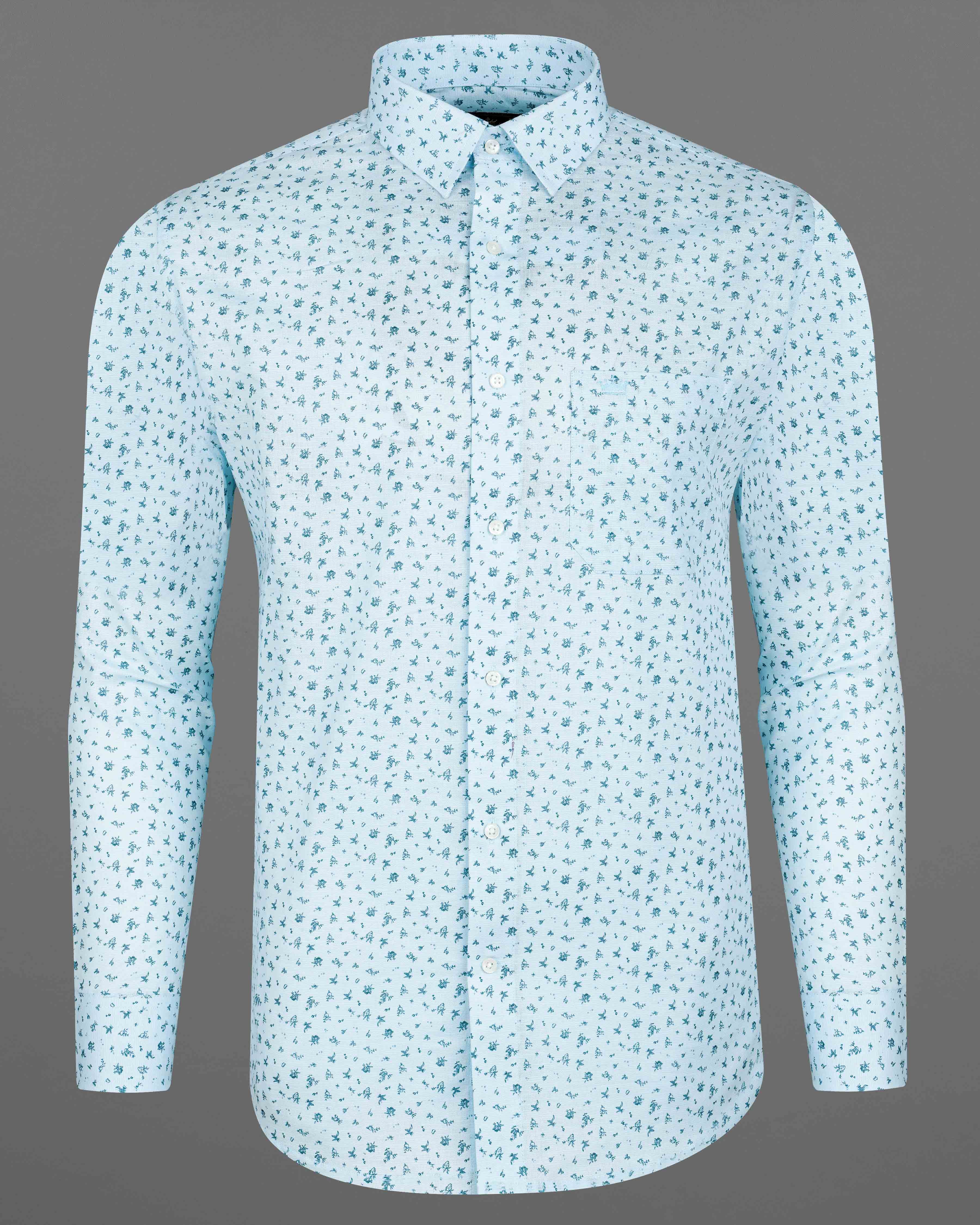 Mercury Blue Printed Luxurious Linen Shirt 8061-38,8061-38,8061-39,8061-39,8061-40,8061-40,8061-42,8061-42,8061-44,8061-44,8061-46,8061-46,8061-48,8061-48,8061-50,8061-50,8061-52,8061-52