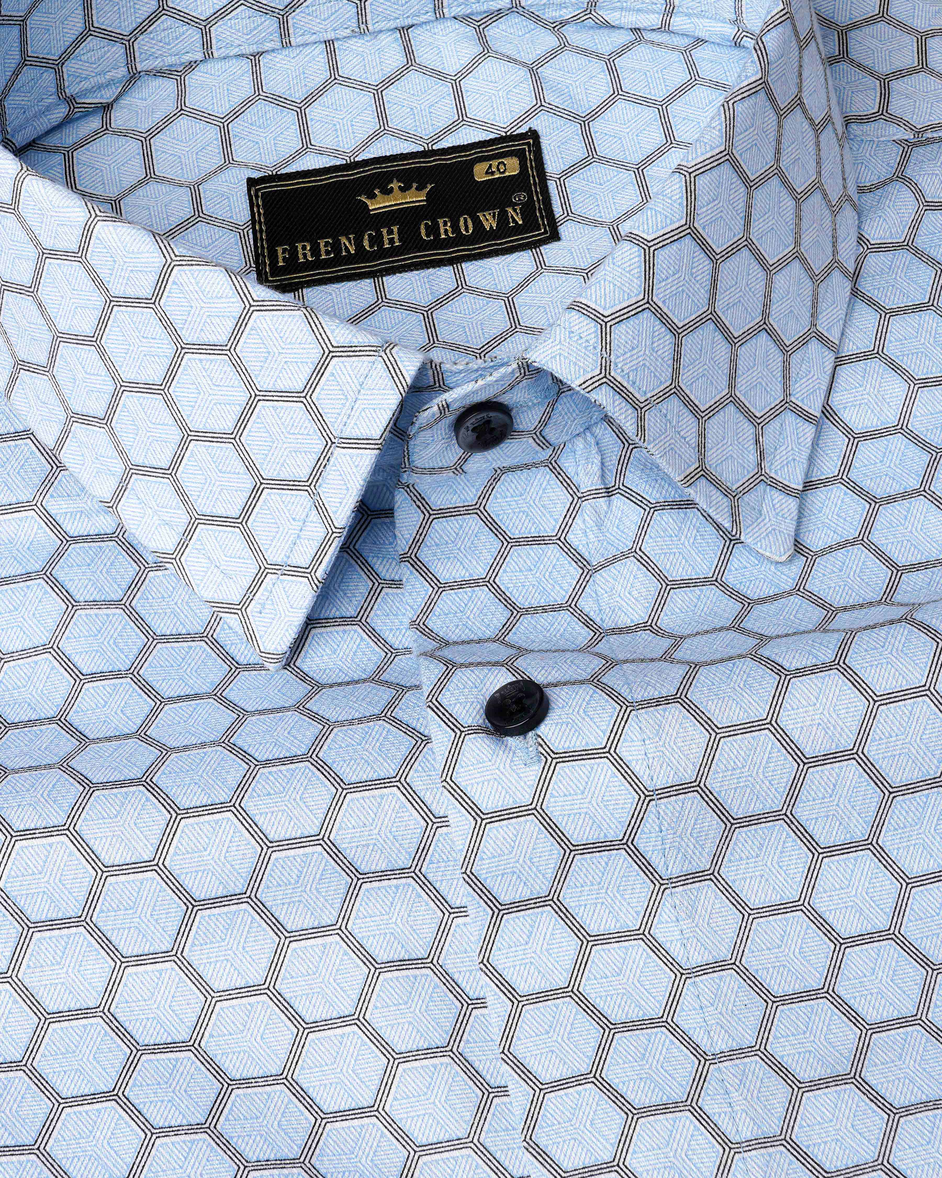 Spindle Sky Blue Hexagonal Printed Super Soft Premium Cotton Shirt 8062-BLK-38,8062-BLK-38,8062-BLK-39,8062-BLK-39,8062-BLK-40,8062-BLK-40,8062-BLK-42,8062-BLK-42,8062-BLK-44,8062-BLK-44,8062-BLK-46,8062-BLK-46,8062-BLK-48,8062-BLK-48,8062-BLK-50,8062-BLK-50,8062-BLK-52,8062-BLK-52