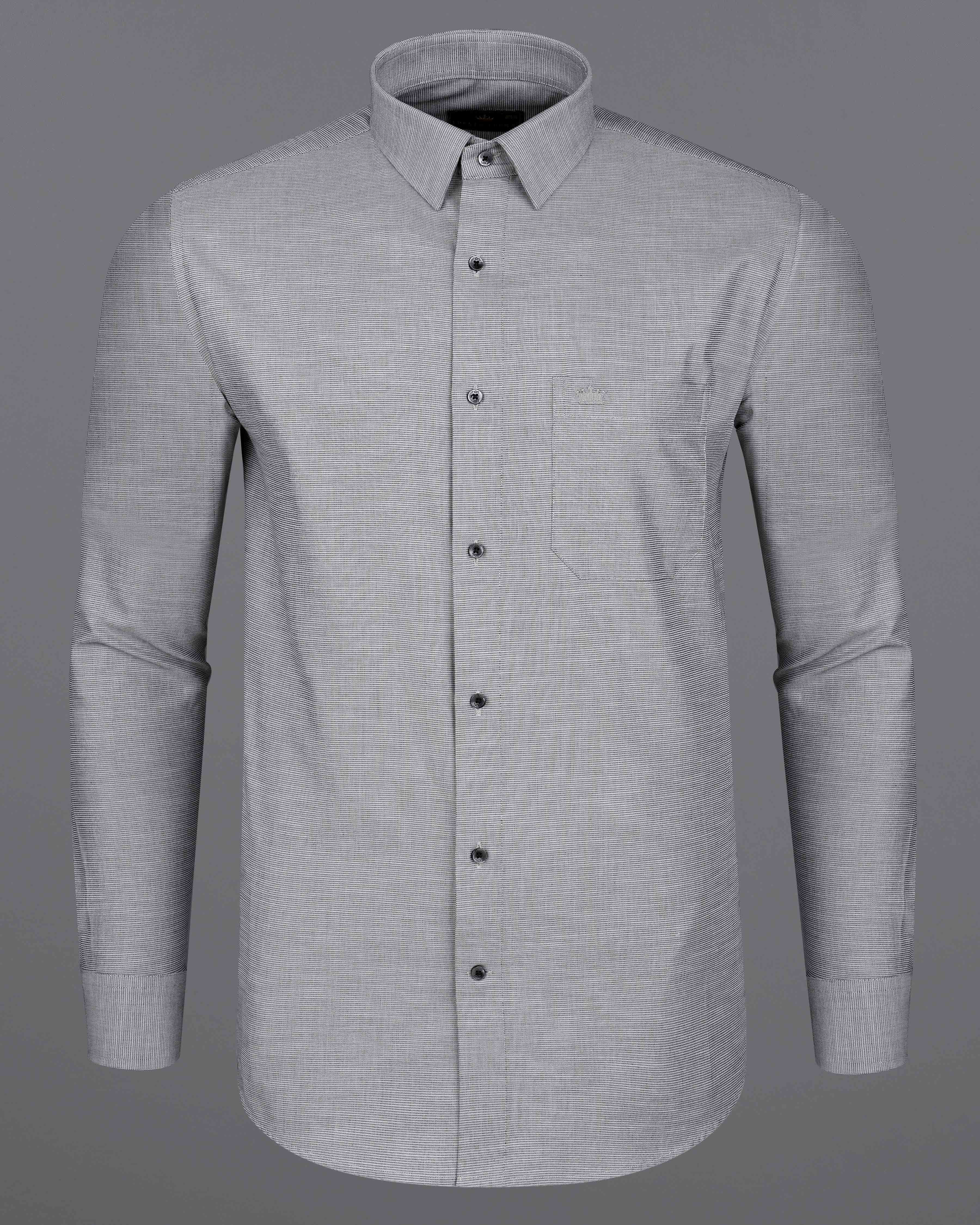 Metallic Gray with Black Premium Giza Cotton Chambray Shirt