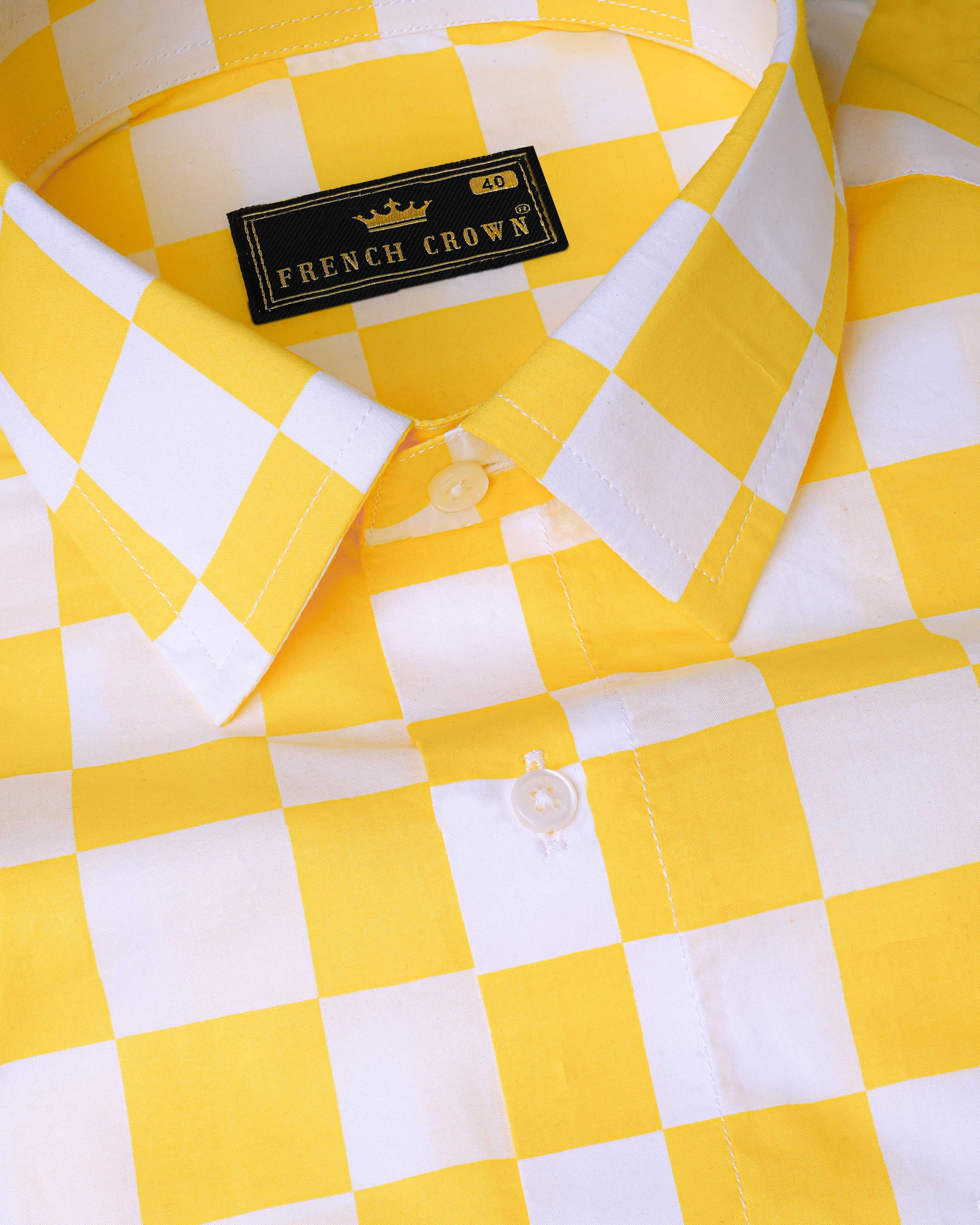 Bright White and Macaroni Yellow Checked Premium Cotton Shirt 8069-38,8069-38,8069-39,8069-39,8069-40,8069-40,8069-42,8069-42,8069-44,8069-44,8069-46,8069-46,8069-48,8069-48,8069-50,8069-50,8069-52,8069-52