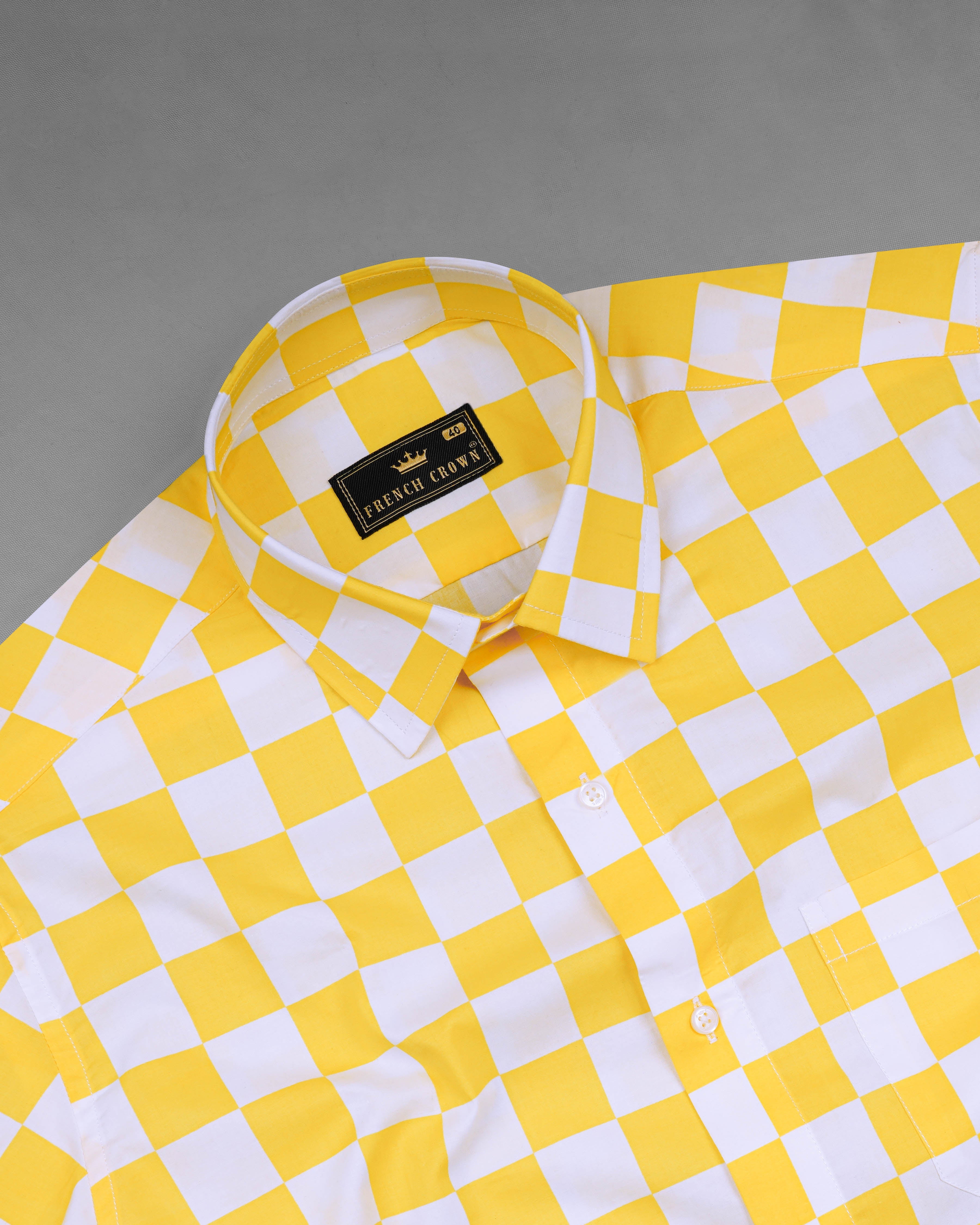 Bright White and Macaroni Yellow Checked Premium Cotton Shirt 8069-38,8069-38,8069-39,8069-39,8069-40,8069-40,8069-42,8069-42,8069-44,8069-44,8069-46,8069-46,8069-48,8069-48,8069-50,8069-50,8069-52,8069-52