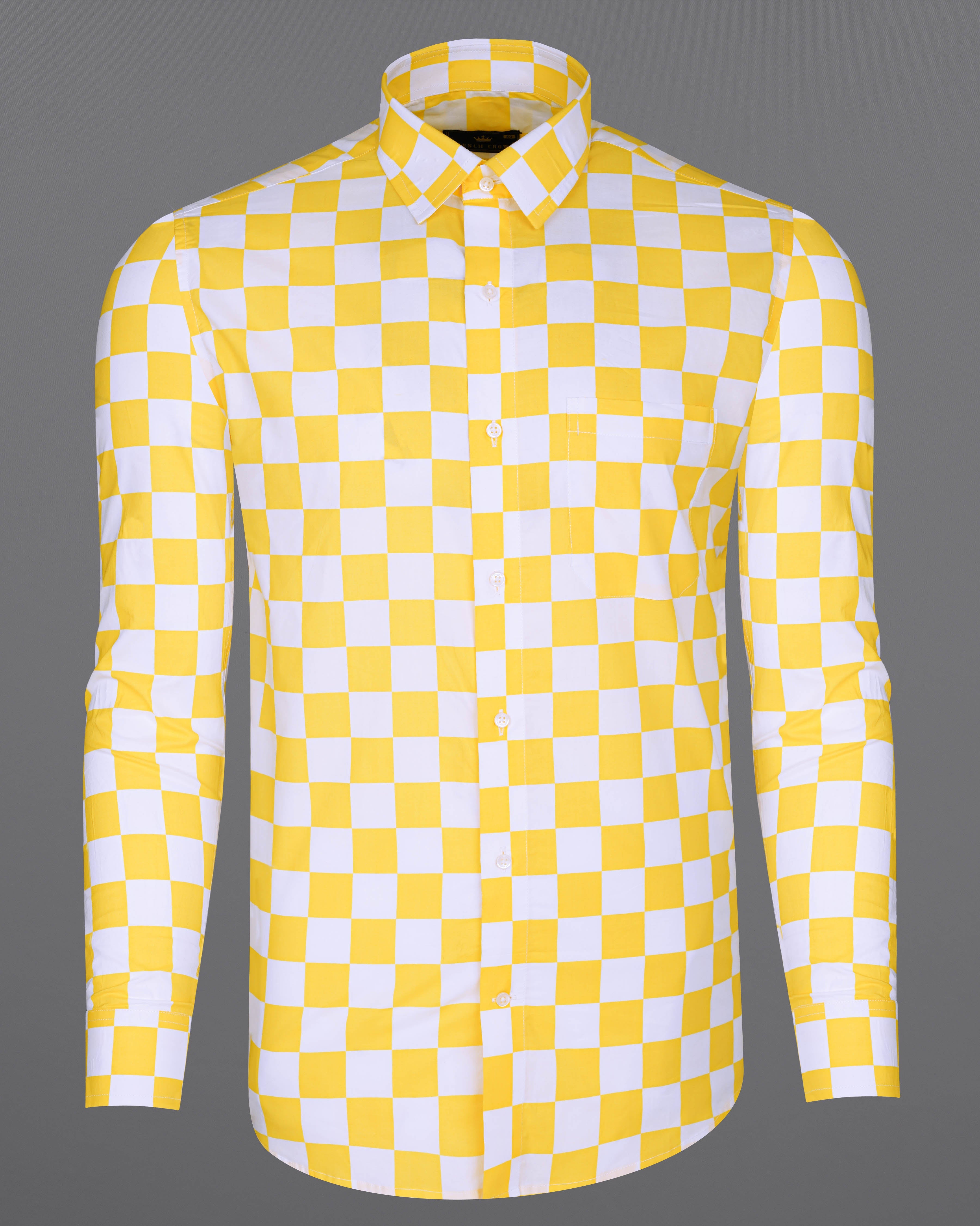 Bright White and Macaroni Yellow Checked Premium Cotton Shirt 8069-38,8069-38,8069-39,8069-39,8069-40,8069-40,8069-42,8069-42,8069-44,8069-44,8069-46,8069-46,8069-48,8069-48,8069-50,8069-50,8069-52,8069-52