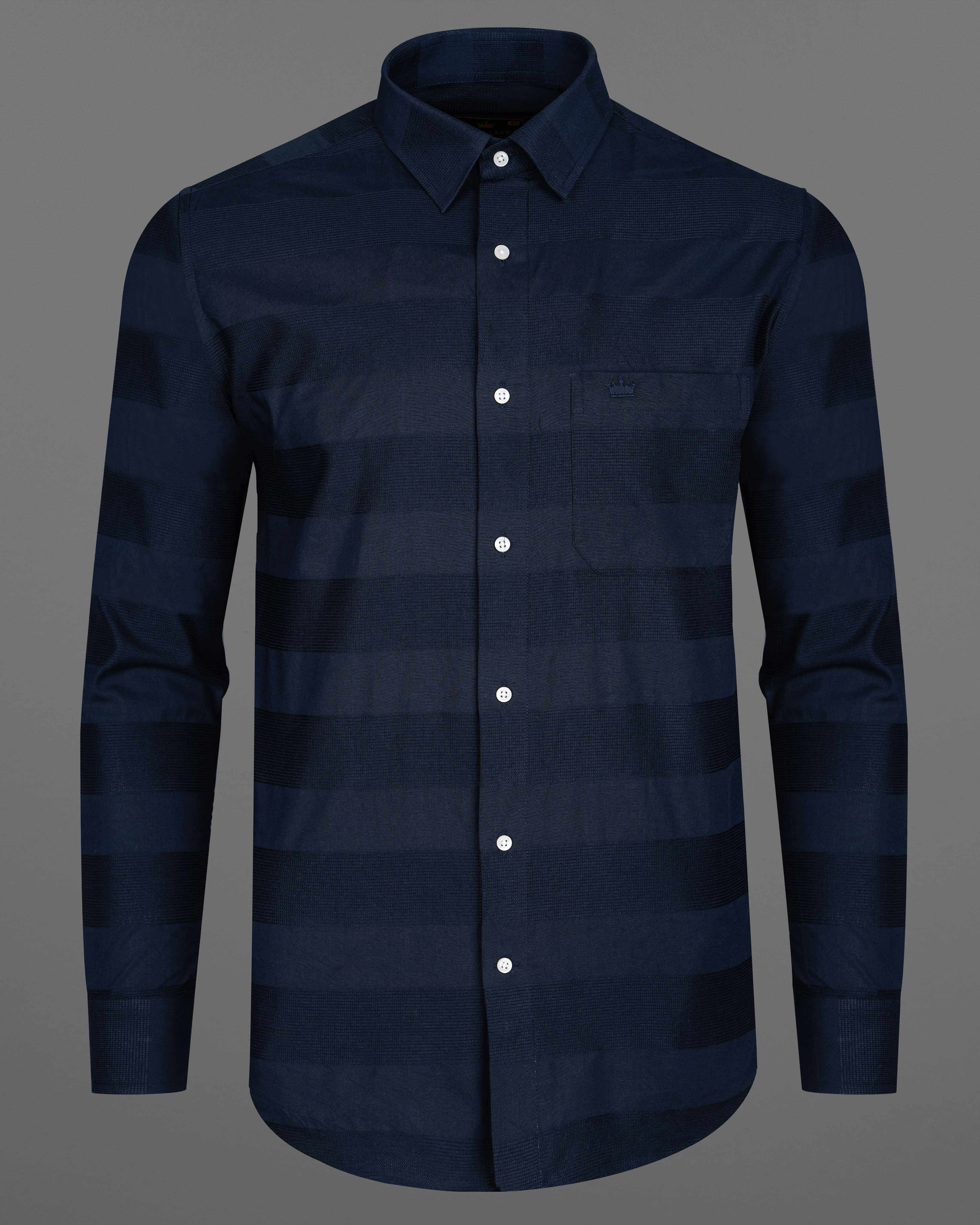 Tangaroa Navy Blue Thick Striped Dobby Textured Premium Giza Cotton Shirt 8086-38, 8086-H-38, 8086-39, 8086-H-39, 8086-40, 8086-H-40, 8086-42, 8086-H-42, 8086-44, 8086-H-44, 8086-46, 8086-H-46, 8086-48, 8086-H-48, 8086-50, 8086-H-50, 8086-52, 8086-H-52