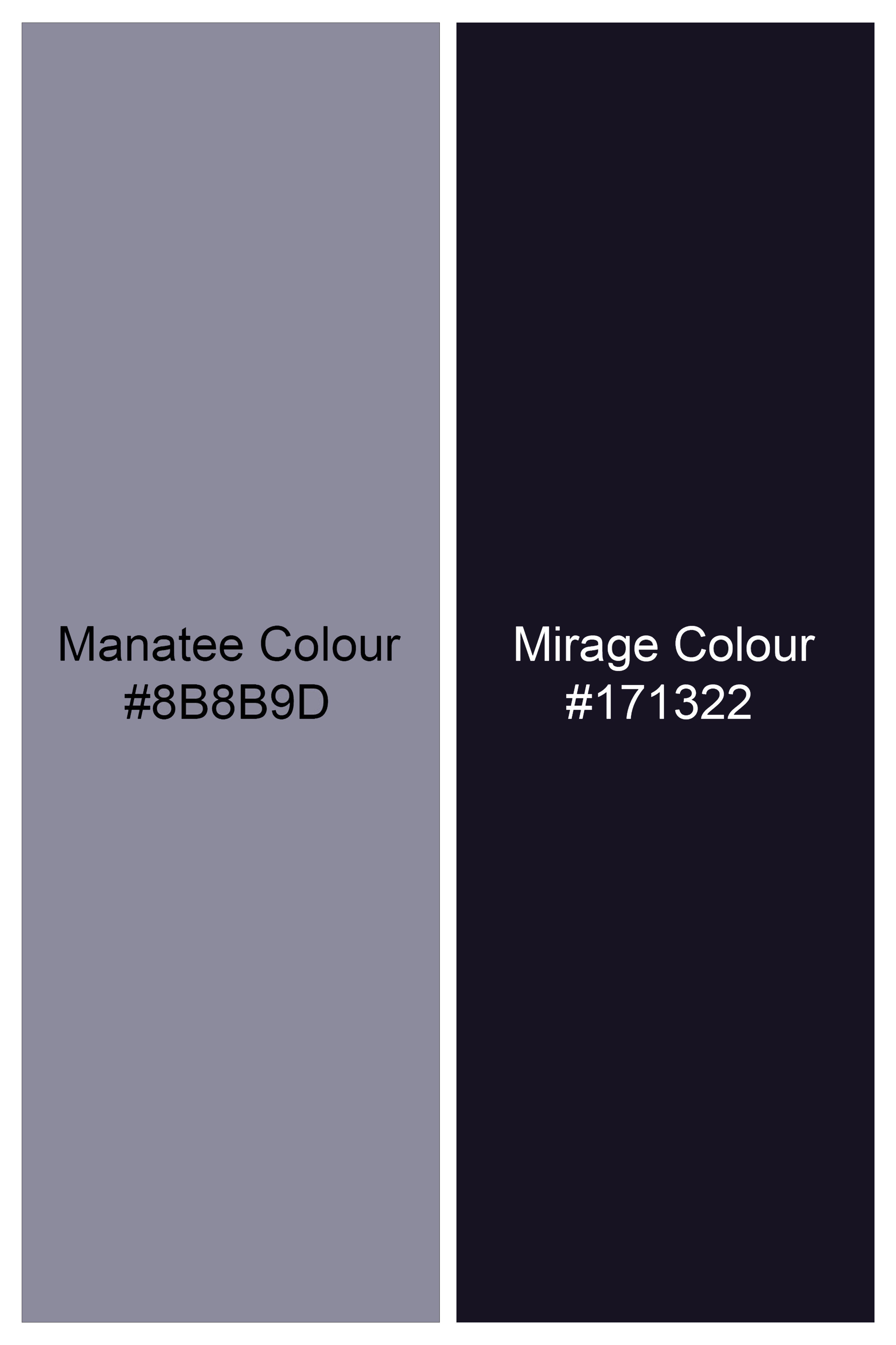 Manatee Gray and Mirage Blue Funky Printed Royal Oxford Designer Shirt