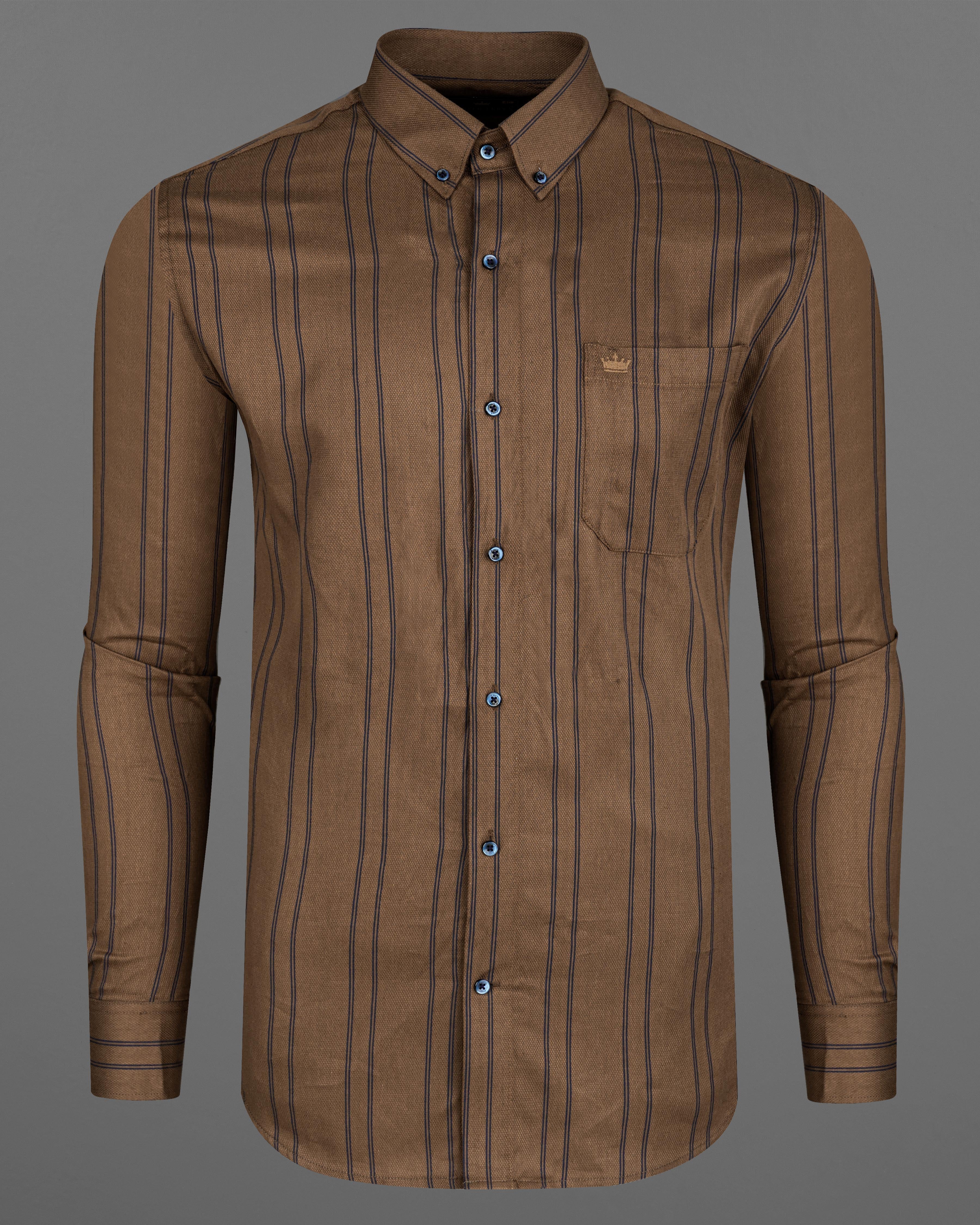 Potter Clay Brown with Ebony Clay Navy Blue Striped Dobby Textured Premium Giza Cotton Shirt 8097-BD-BLE-38, 8097-BD-BLE-H-38, 8097-BD-BLE-39, 8097-BD-BLE-H-39, 8097-BD-BLE-40, 8097-BD-BLE-H-40, 8097-BD-BLE-42, 8097-BD-BLE-H-42, 8097-BD-BLE-44, 8097-BD-BLE-H-44, 8097-BD-BLE-46, 8097-BD-BLE-H-46, 8097-BD-BLE-48, 8097-BD-BLE-H-48, 8097-BD-BLE-50, 8097-BD-BLE-H-50, 8097-BD-BLE-52, 8097-BD-BLE-H-52