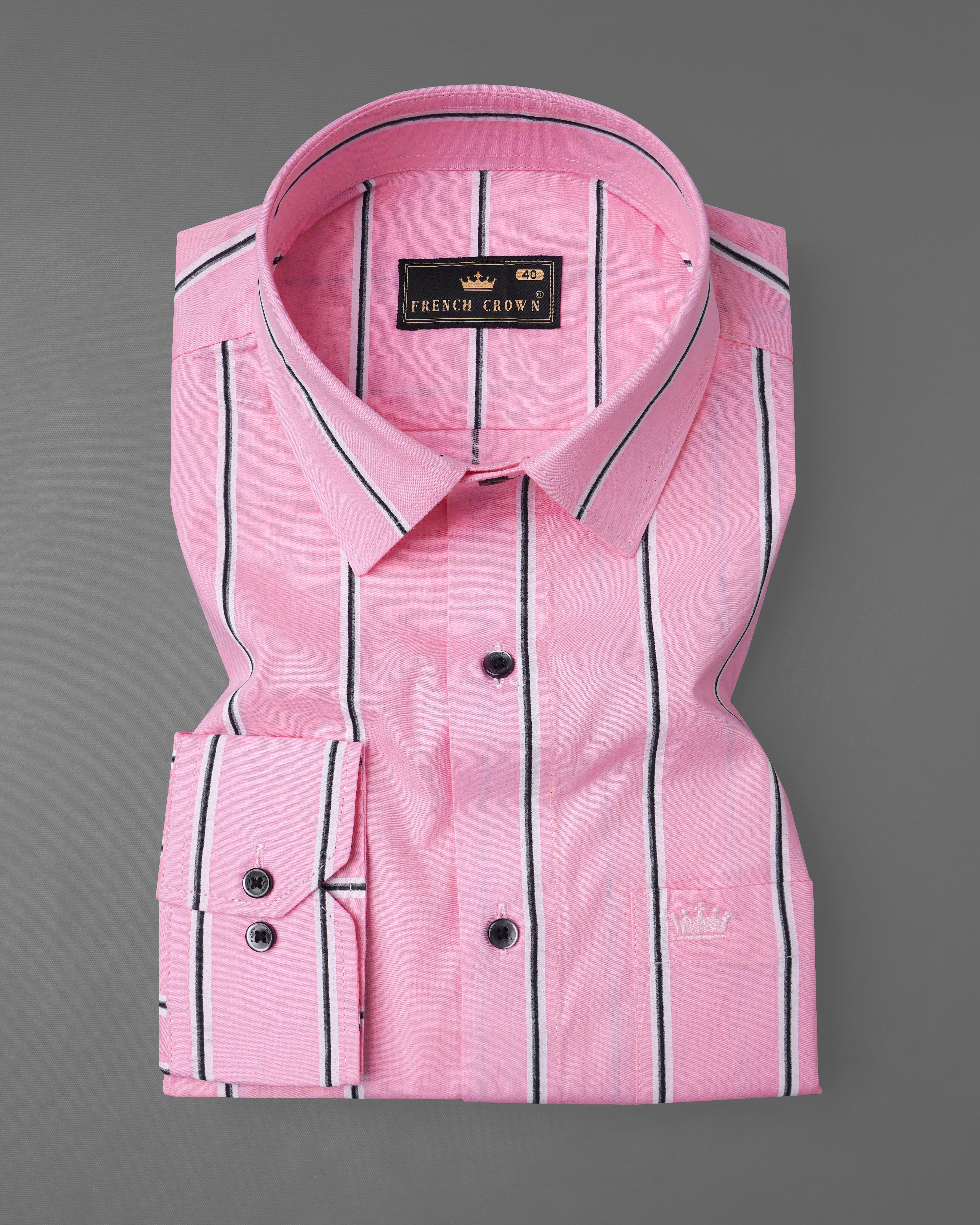 Pastel Pink with Black and White Striped Premium Cotton Shirt 8102-BLK-38, 8102-BLK-H-38, 8102-BLK-39, 8102-BLK-H-39, 8102-BLK-40, 8102-BLK-H-40, 8102-BLK-42, 8102-BLK-H-42, 8102-BLK-44, 8102-BLK-H-44, 8102-BLK-46, 8102-BLK-H-46, 8102-BLK-48, 8102-BLK-H-48, 8102-BLK-50, 8102-BLK-H-50, 8102-BLK-52, 8102-BLK-H-52