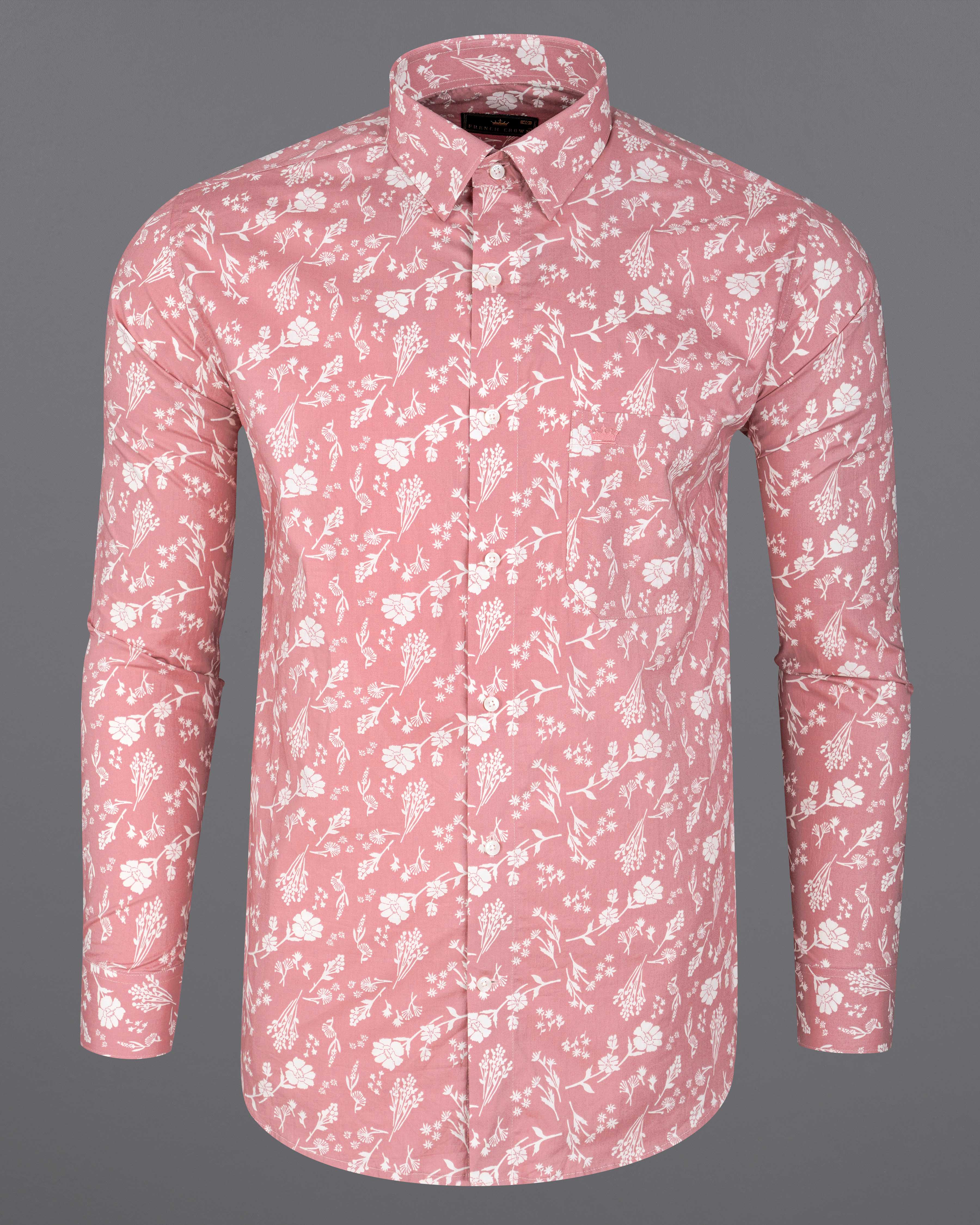 Cadillac Pink Floral Printed Premium Cotton Shirt 8132-38, 8132-H-38, 8132-39, 8132-H-39, 8132-40, 8132-H-40, 8132-42, 8132-H-42, 8132-44, 8132-H-44, 8132-46, 8132-H-46, 8132-48, 8132-H-48, 8132-50, 8132-H-50, 8132-52, 8132-H-52