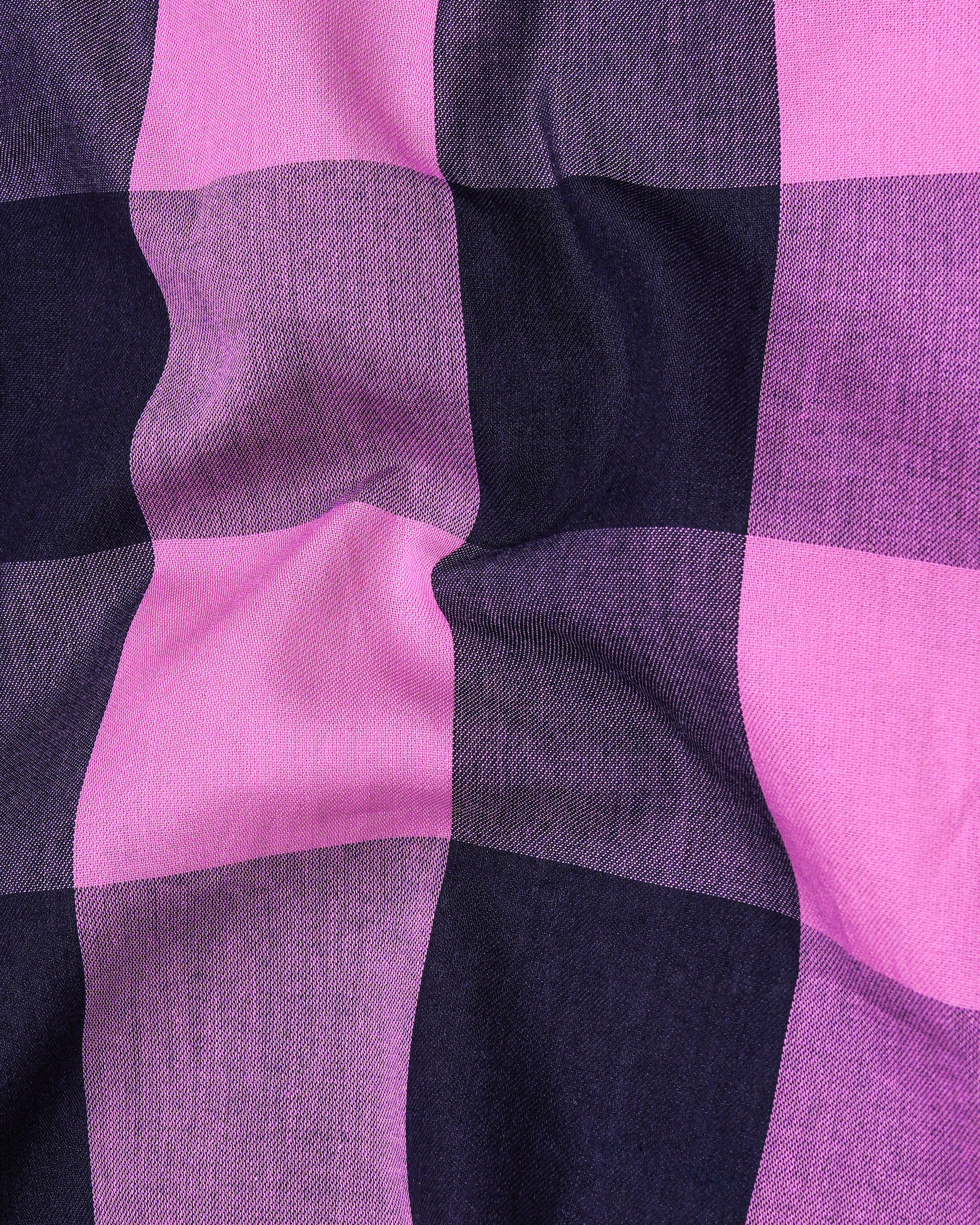 Light Thulian Pink with Bleached Cedar Blue Casual Checks-Plaid