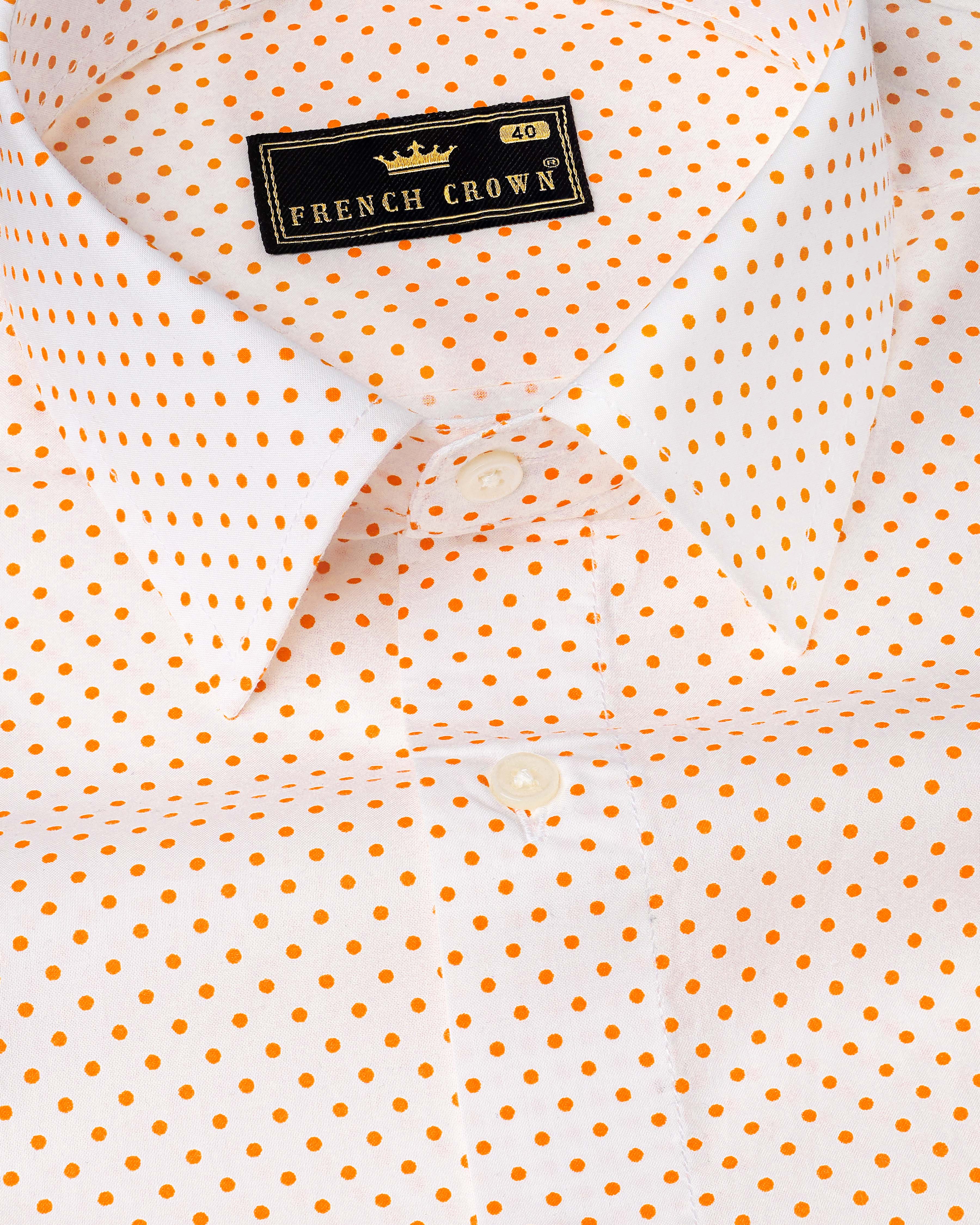 Off White Polka Dotted Premium Cotton Shirt 8141-38, 8141-H-38, 8141-39, 8141-H-39, 8141-40, 8141-H-40, 8141-42, 8141-H-42, 8141-44, 8141-H-44, 8141-46, 8141-H-46, 8141-48, 8141-H-48, 8141-50, 8141-H-50, 8141-52, 8141-H-52