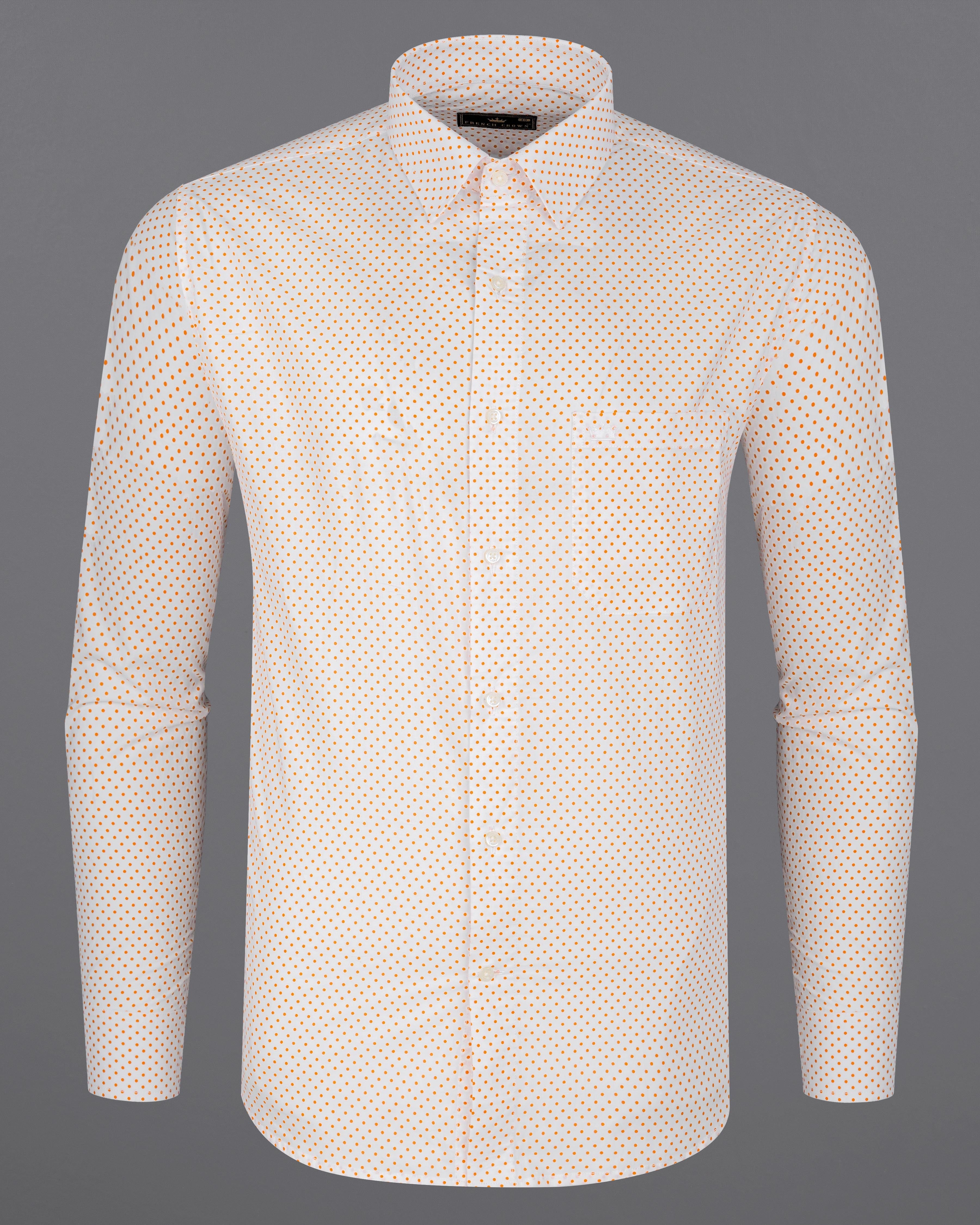 Off White Polka Dotted Premium Cotton Shirt 8141-38, 8141-H-38, 8141-39, 8141-H-39, 8141-40, 8141-H-40, 8141-42, 8141-H-42, 8141-44, 8141-H-44, 8141-46, 8141-H-46, 8141-48, 8141-H-48, 8141-50, 8141-H-50, 8141-52, 8141-H-52