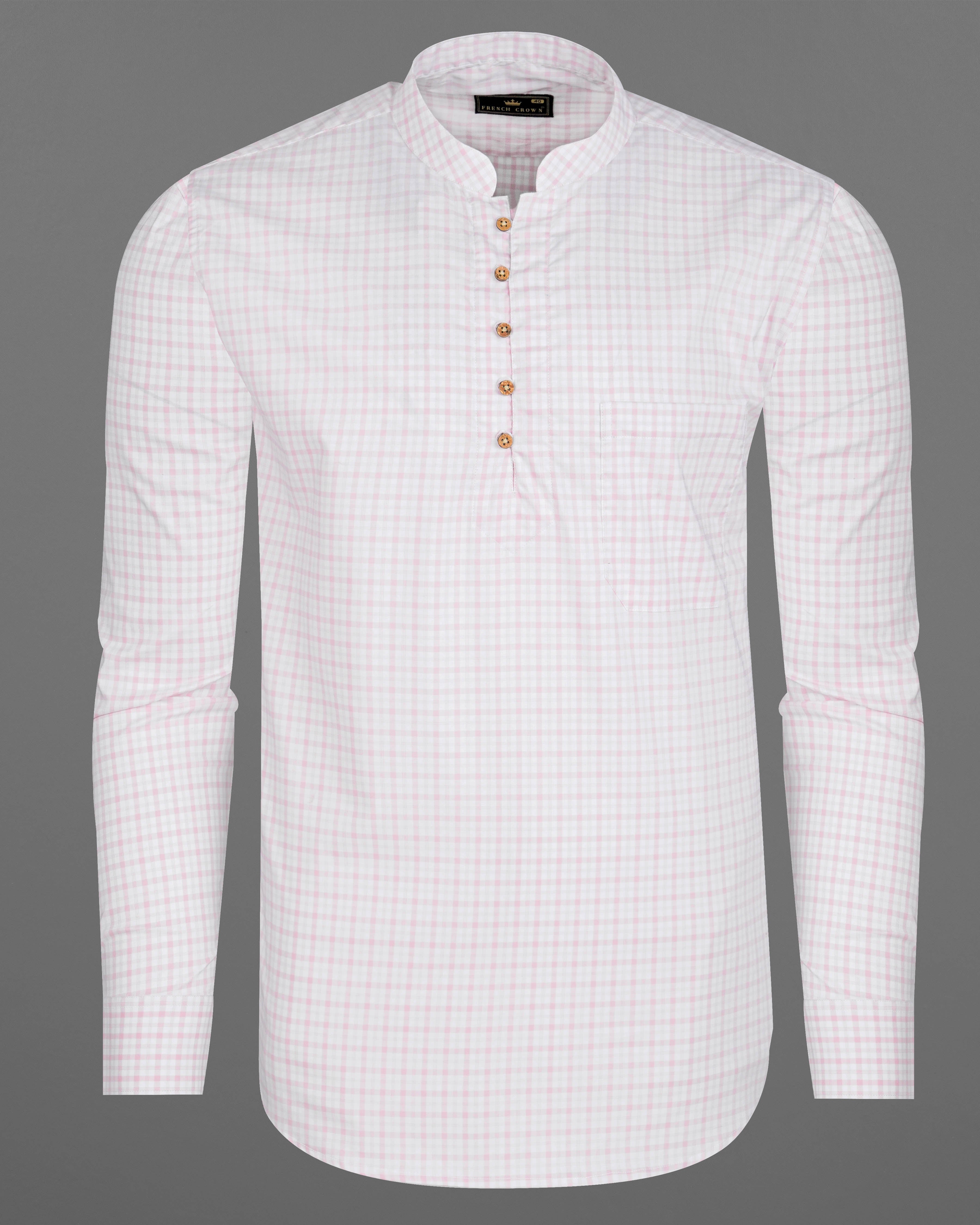 Bright White and Twilight Pink Checkered Premium Cotton Kurta Shirt 8148-KS-38, 8148-KS-H-38, 8148-KS-39, 8148-KS-H-39, 8148-KS-40, 8148-KS-H-40, 8148-KS-42, 8148-KS-H-42, 8148-KS-44, 8148-KS-H-44, 8148-KS-46, 8148-KS-H-46, 8148-KS-48, 8148-KS-H-48, 8148-KS-50, 8148-KS-H-50, 8148-KS-52, 8148-KS-H-52