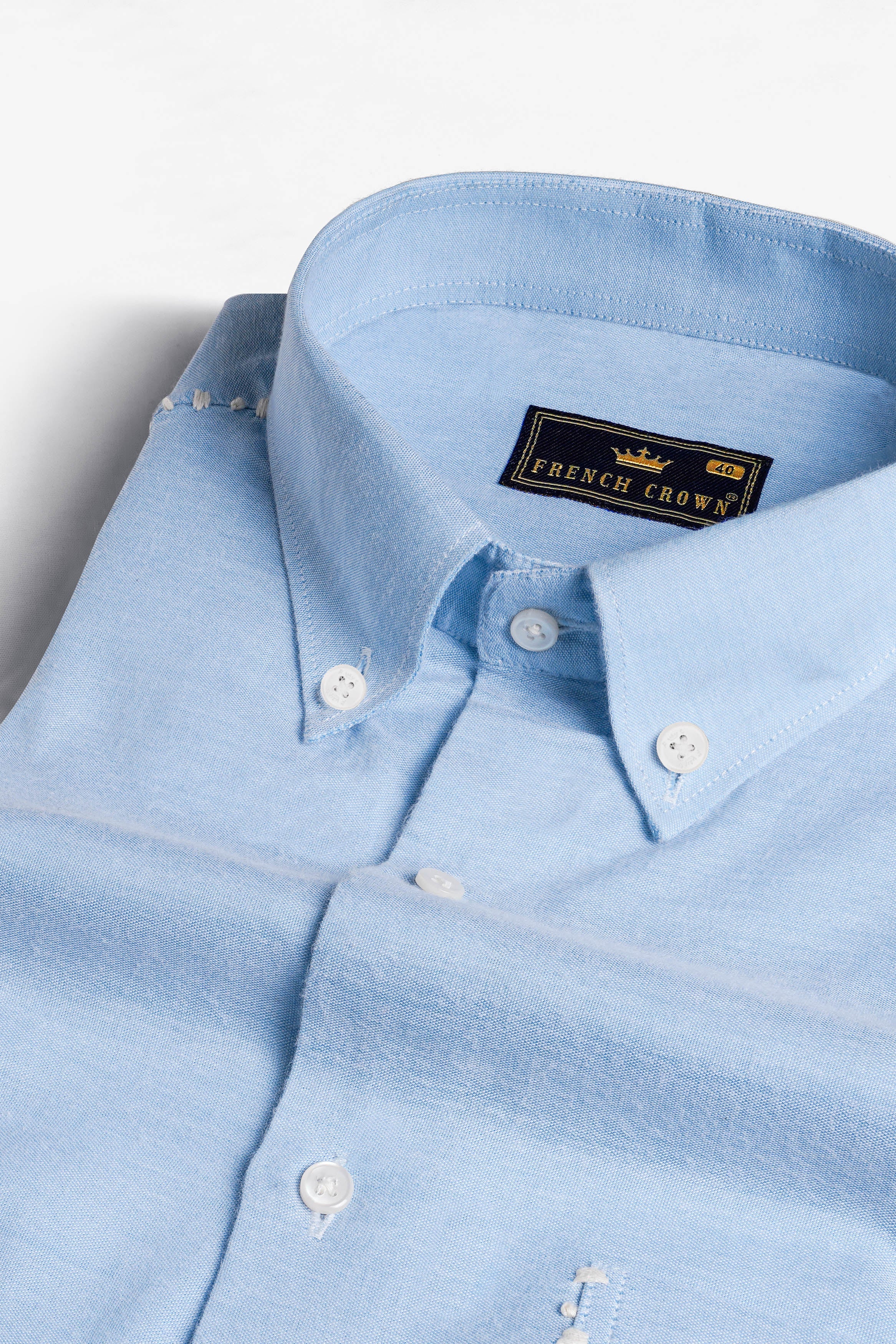 Carolina Blue Hand Stitched Royal Oxford Designer Shirt