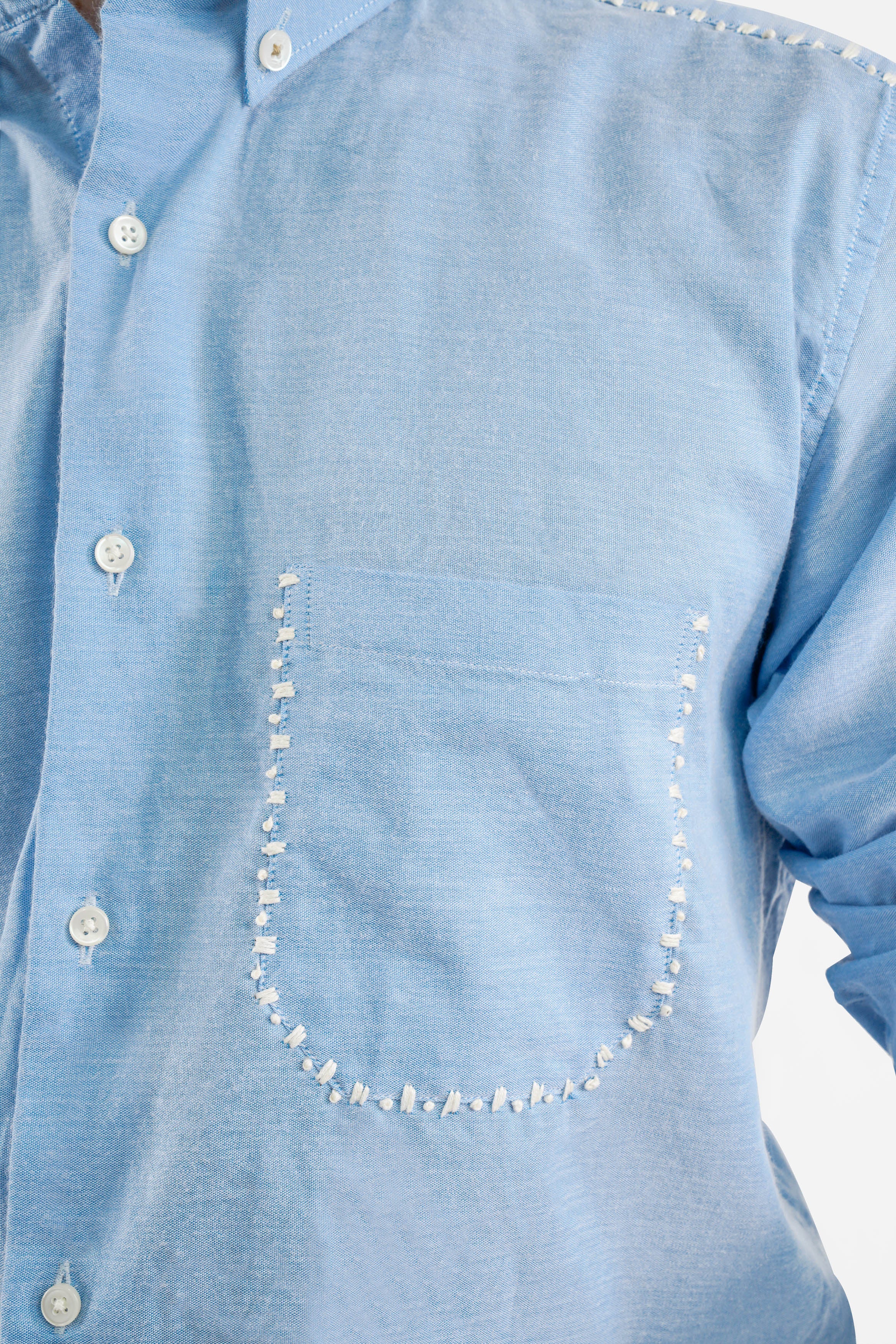 Carolina Blue Hand Stitched Royal Oxford Designer Shirt