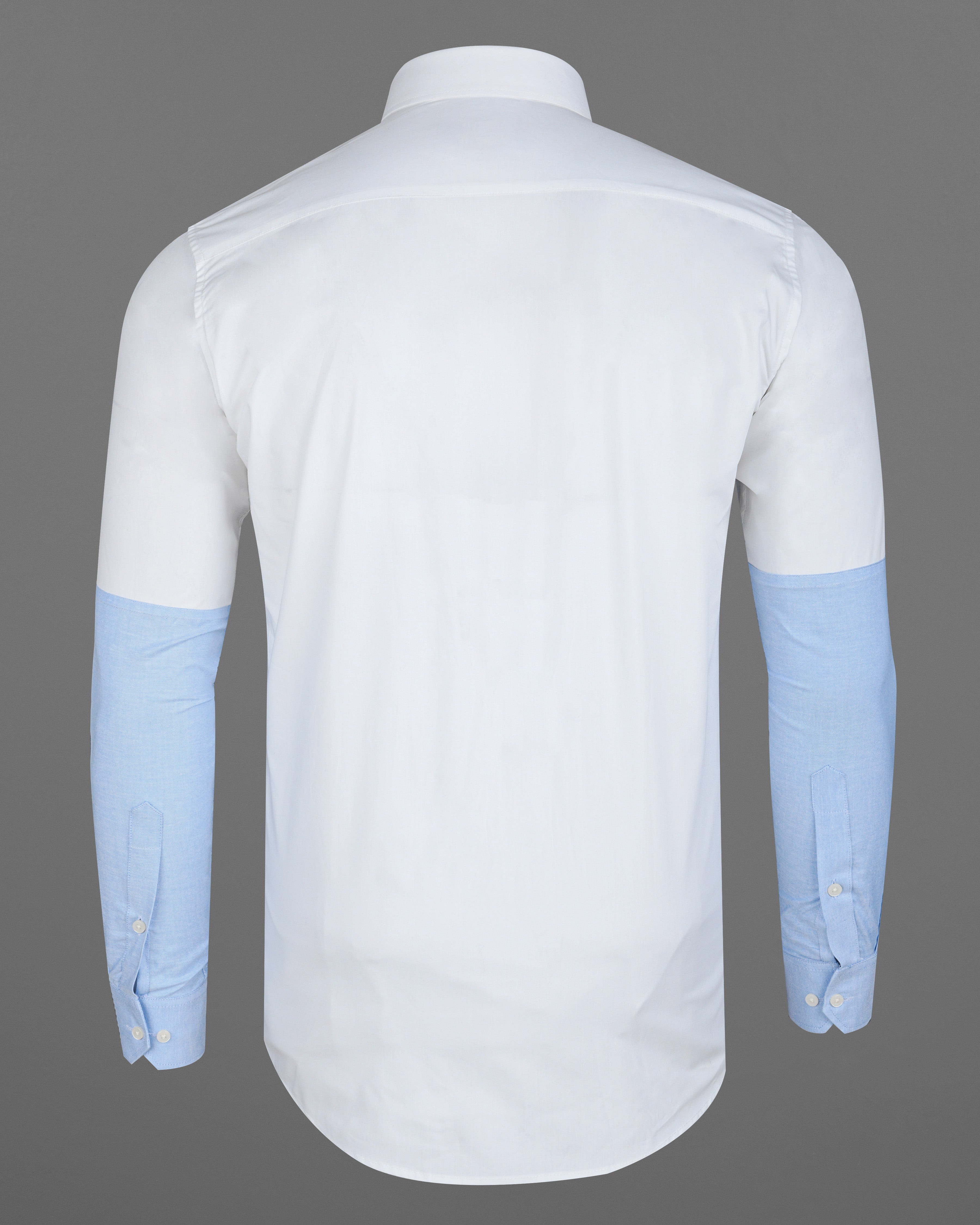 Bright White and Spindle Blue Half Coloured Sleeves Premium Cotton Designer Shirt 8168-P204-38, 8168-P204-H-38, 8168-P204-39, 8168-P204-H-39, 8168-P204-40, 8168-P204-H-40, 8168-P204-42, 8168-P204-H-42, 8168-P204-44, 8168-P204-H-44, 8168-P204-46, 8168-P204-H-46, 8168-P204-48, 8168-P204-H-48, 8168-P204-50, 8168-P204-H-50, 8168-P204-52, 8168-P204-H-52