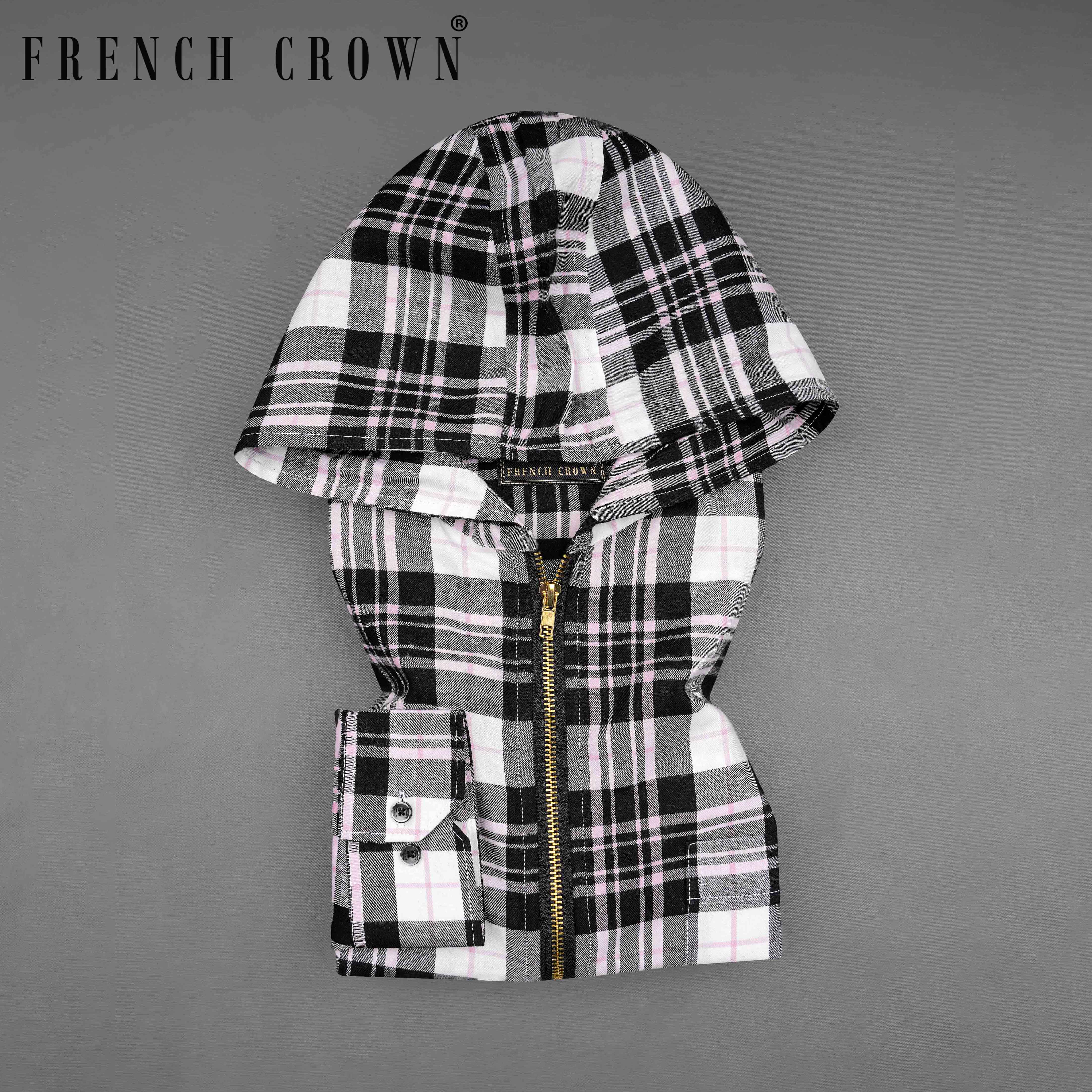 Bright White and Jade Black Casual Checks-Plaid Premium Cotton