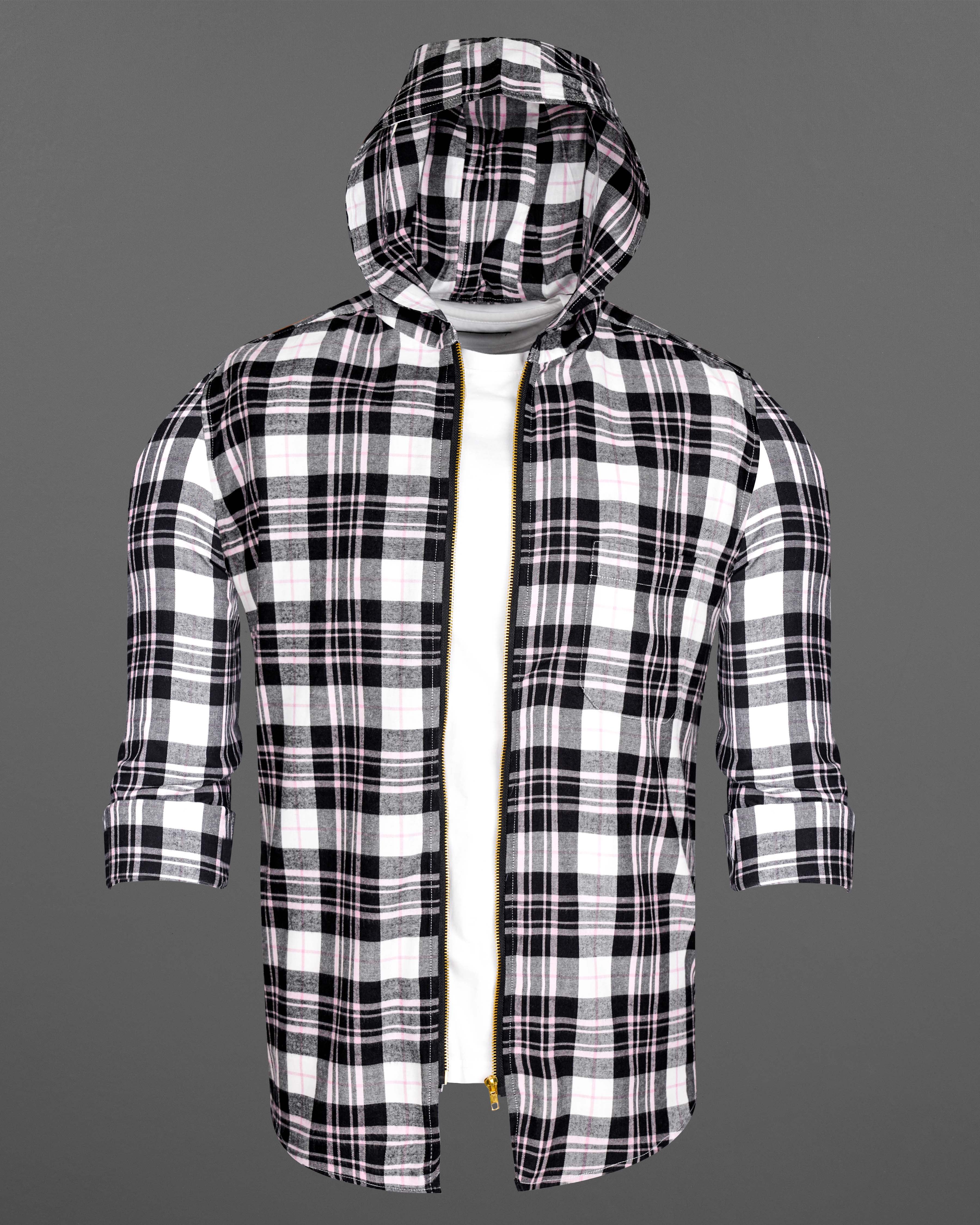 Bright White and Jade Black Plaid Hoodie Flannel Zipper Closure Shirt 8188-HD-38, 8188-HD-H-38, 8188-HD-39, 8188-HD-H-39, 8188-HD-40, 8188-HD-H-40, 8188-HD-42, 8188-HD-H-42, 8188-HD-44, 8188-HD-H-44, 8188-HD-46, 8188-HD-H-46, 8188-HD-48, 8188-HD-H-48, 8188-HD-50, 8188-HD-H-50, 8188-HD-52, 8188-HD-H-52