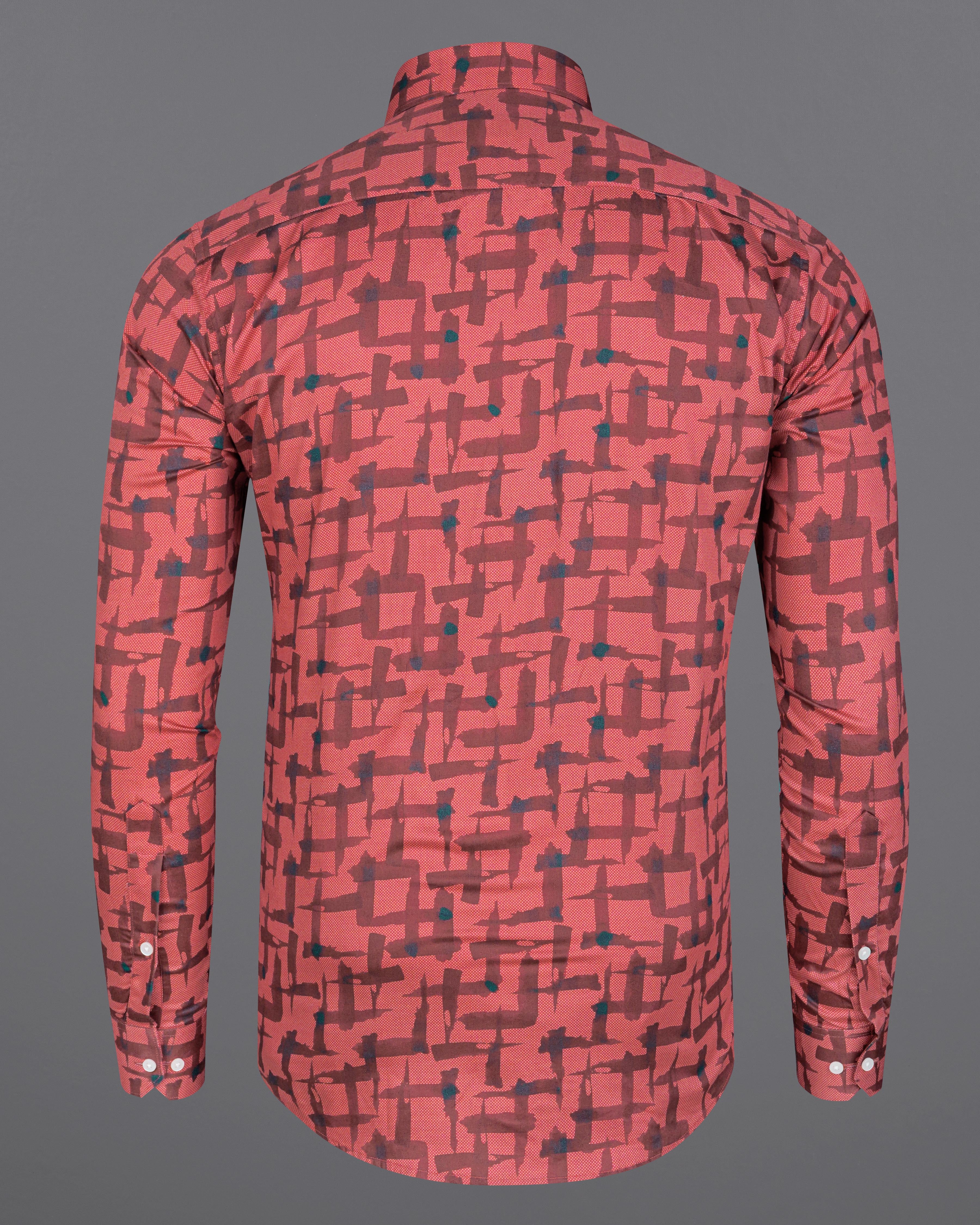 Pastel Pink with Deep Coffee Brown Abstract Printed  Super Soft Premium Cotton Shirt 8190 -38,8190 -H-38,8190 -39,8190 -H-39,8190 -40,8190 -H-40,8190 -42,8190 -H-42,8190 -44,8190 -H-44,8190 -46,8190 -H-46,8190 -48,8190 -H-48,8190 -50,8190 -H-50,8190 -52,8190 -H-52
