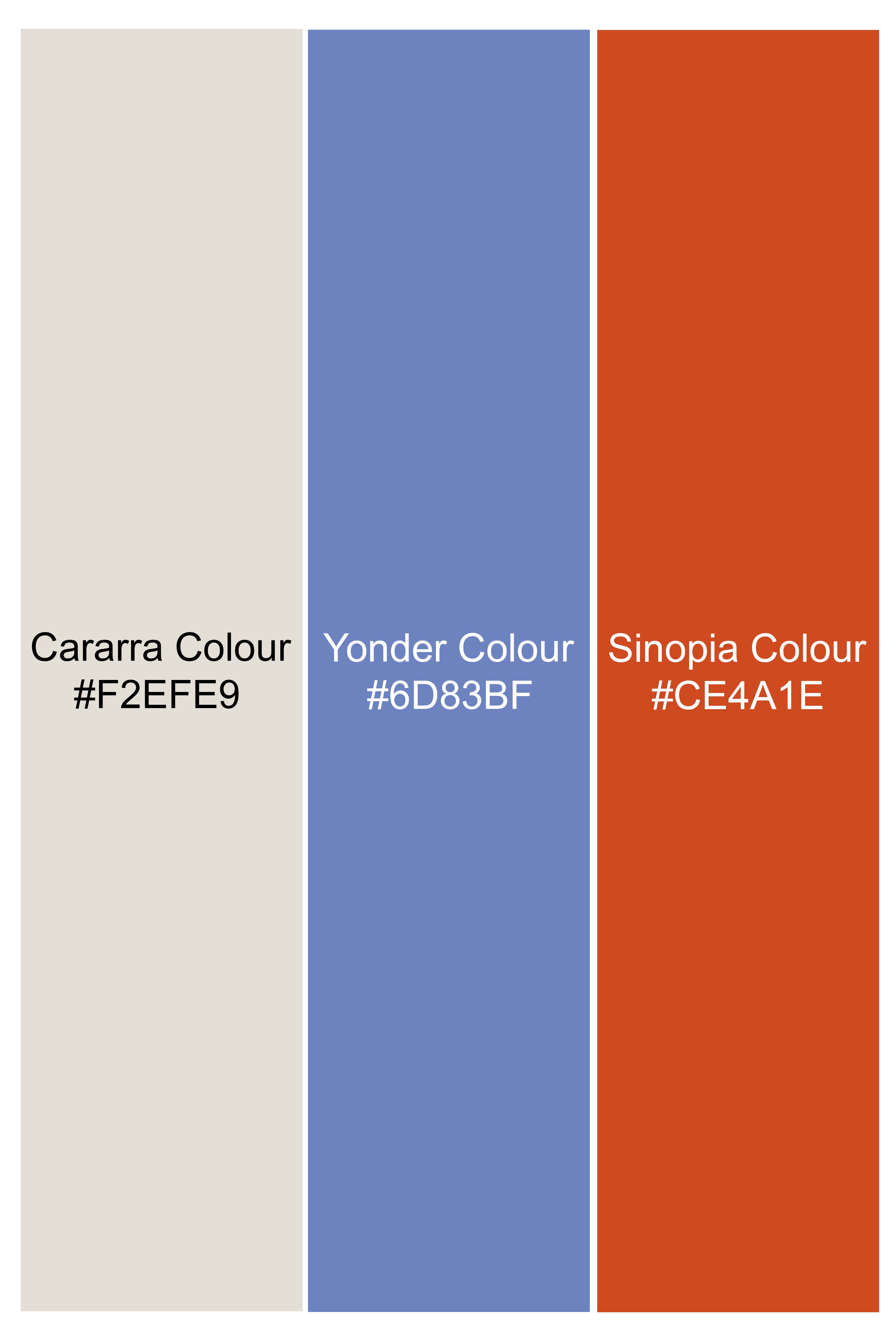 Cararra Brown with Yonder Blue Striped Funky Printed Premium Cotton Designer Shirt