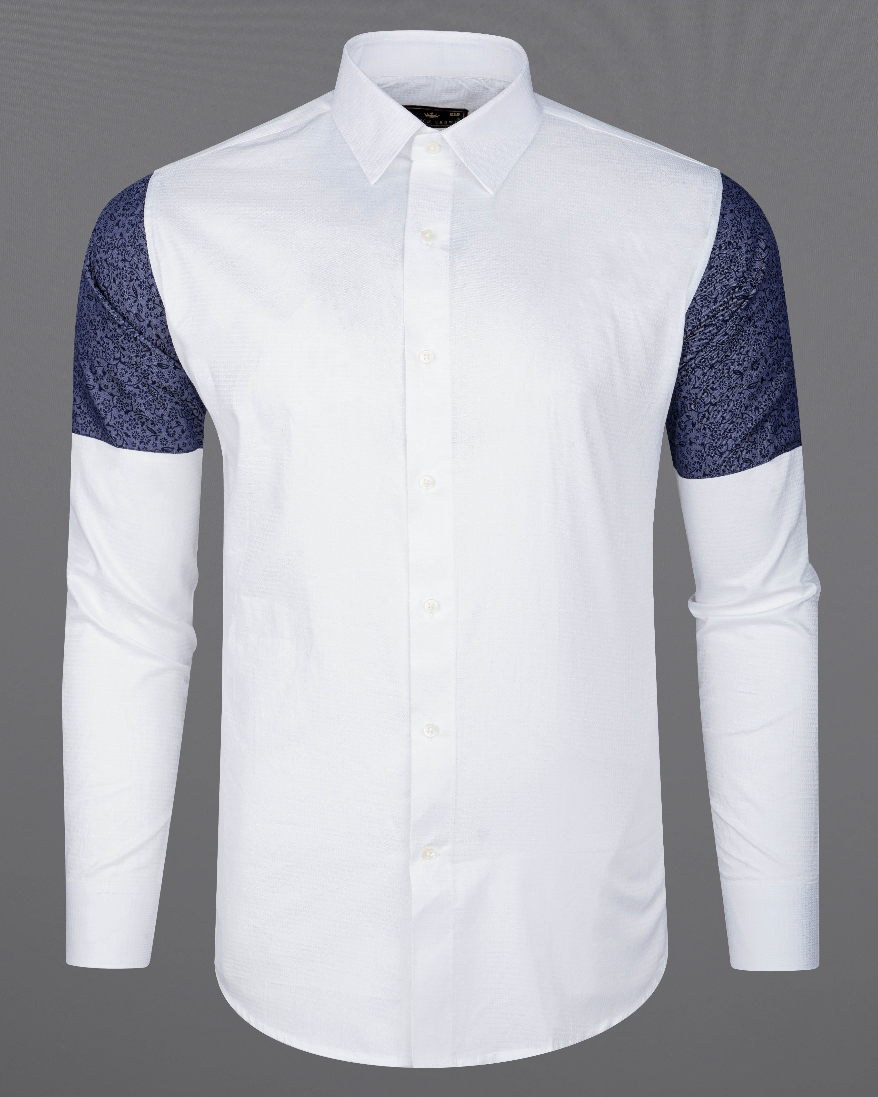 Bright White with Blue Patch Work Dobby Textured Giza Cotton Designer Shirt 8216-P195 -38,8216-P195 -H-38,8216-P195 -39,8216-P195 -H-39,8216-P195 -40,8216-P195 -H-40,8216-P195 -42,8216-P195 -H-42,8216-P195 -44,8216-P195 -H-44,8216-P195 -46,8216-P195 -H-46,8216-P195 -48,8216-P195 -H-48,8216-P195 -50,8216-P195 -H-50,8216-P195 -52,8216-P195 -H-52