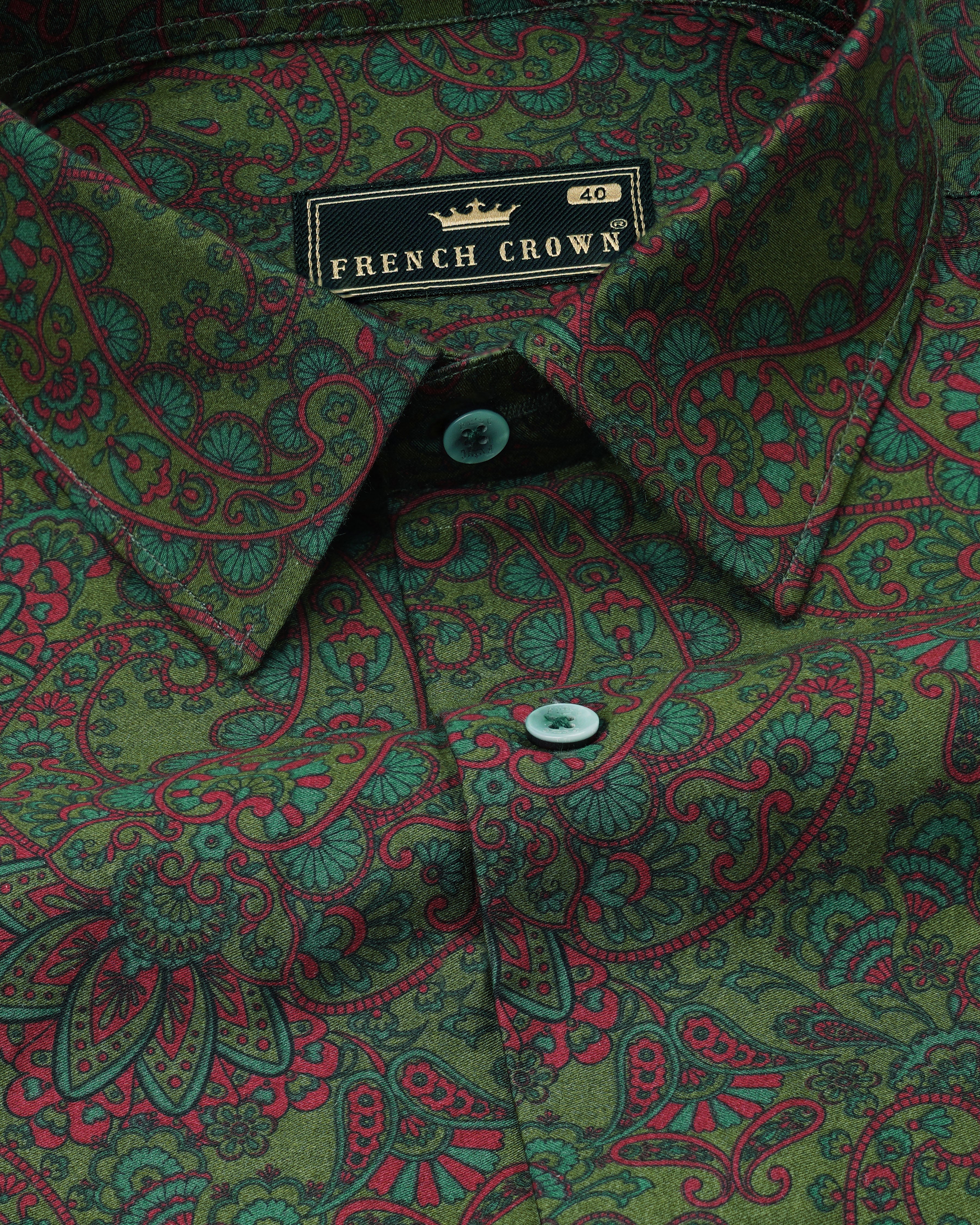 Bronzestone Green and Stiletto Red Paisley Printed Super Soft Premium Cotton Shirt 8221-GR-38, 8221-GR-H-38, 8221-GR-39, 8221-GR-H-39, 8221-GR-40, 8221-GR-H-40, 8221-GR-42, 8221-GR-H-42, 8221-GR-44, 8221-GR-H-44, 8221-GR-46, 8221-GR-H-46, 8221-GR-48, 8221-GR-H-48, 8221-GR-50, 8221-GR-H-50, 8221-GR-52, 8221-GR-H-52