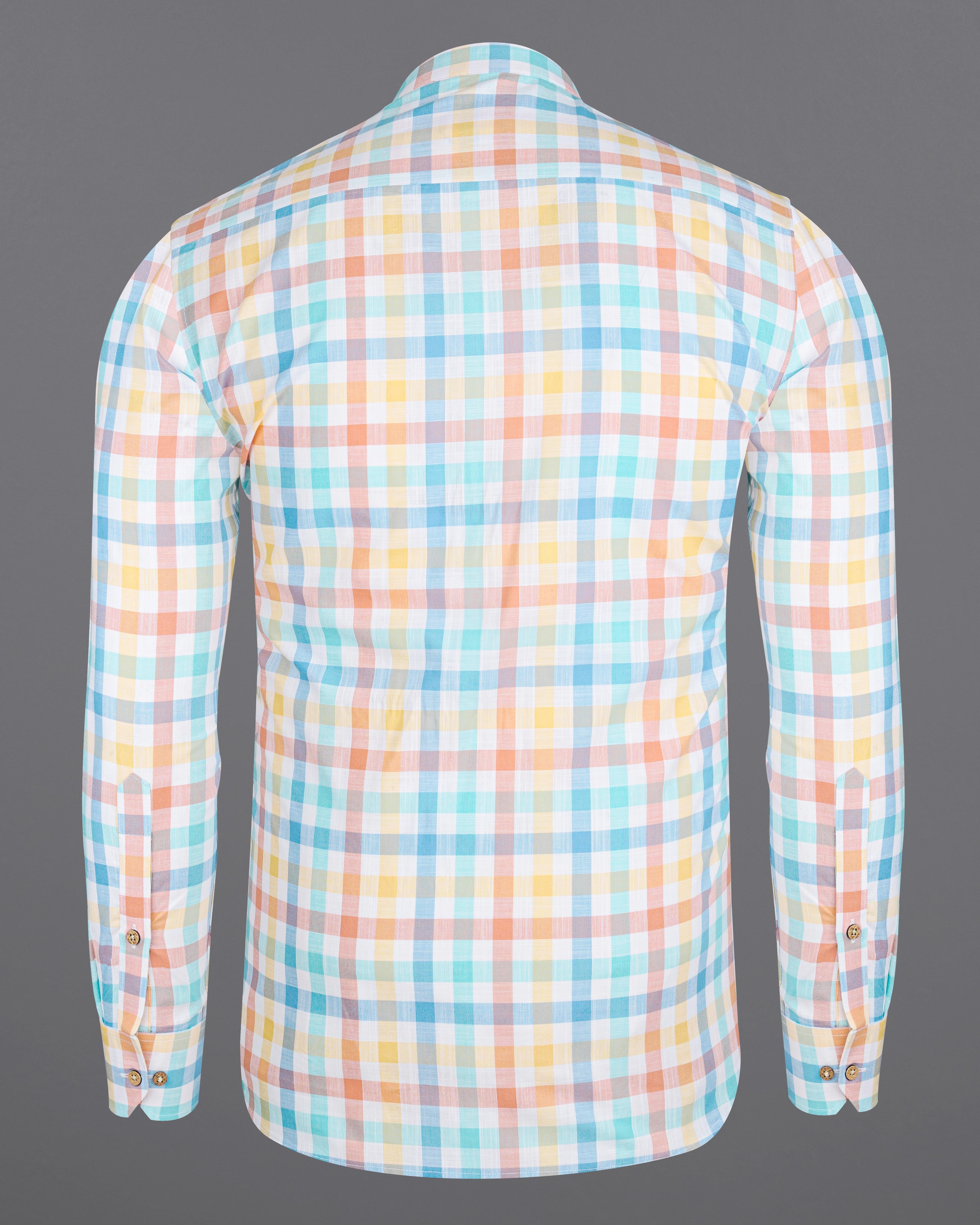 Bright White with Atomic Tangarine Orange Multicolour Checkered Chambray Textured Premium Cotton Kurta Shirt 8226-KS-38, 8226-KS-H-38, 8226-KS-39, 8226-KS-H-39, 8226-KS-40, 8226-KS-H-40, 8226-KS-42, 8226-KS-H-42, 8226-KS-44, 8226-KS-H-44, 8226-KS-46, 8226-KS-H-46, 8226-KS-48, 8226-KS-H-48, 8226-KS-50, 8226-KS-H-50, 8226-KS-52, 8226-KS-H-52