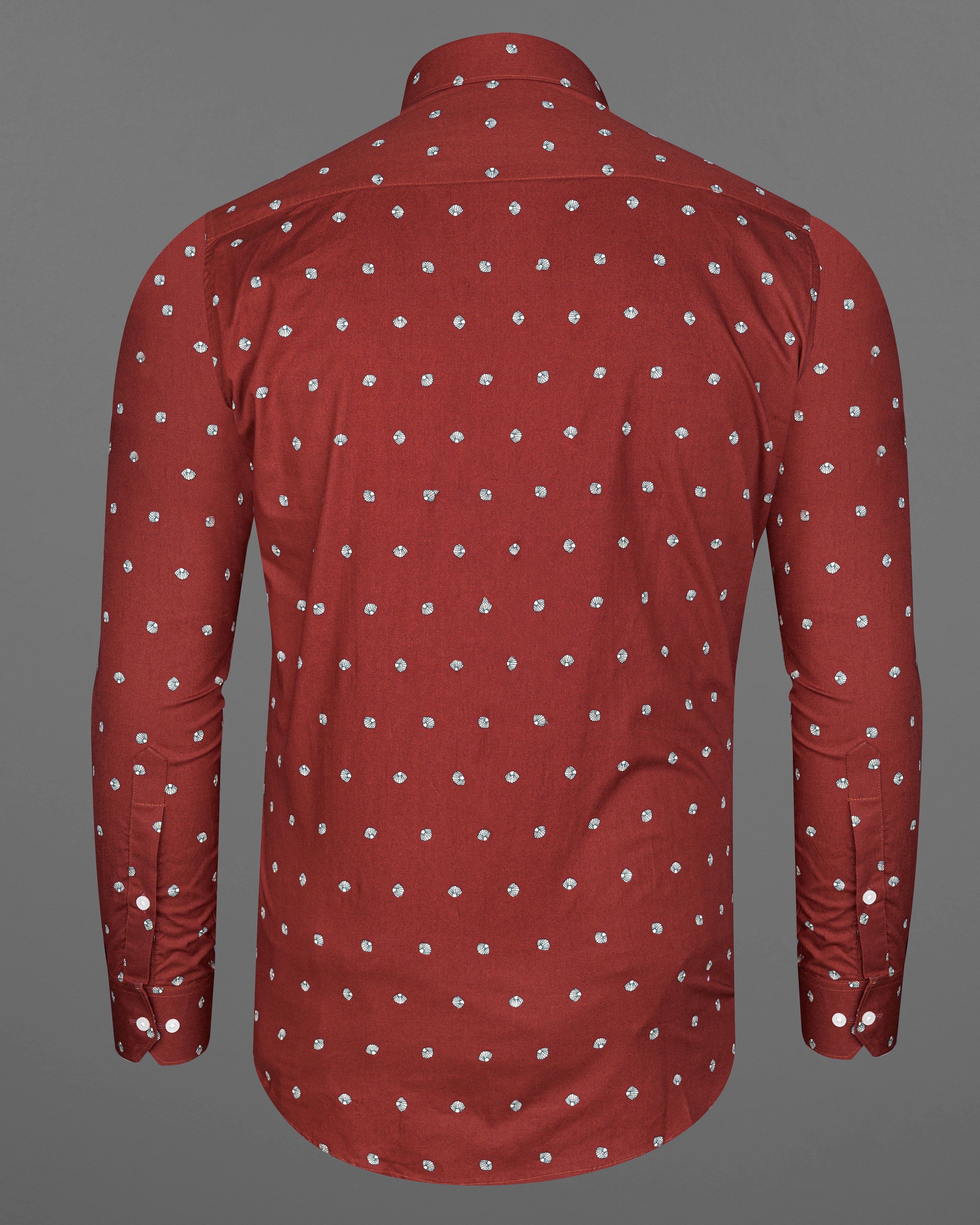 Sanguine Red Sea Shells Printed Premium Cotton Shirt 8244-38,8244-H-38,8244-39,8244-H-39,8244-40,8244-H-40,8244-42,8244-H-42,8244-44,8244-H-44,8244-46,8244-H-46,8244-48,8244-H-48,8244-50,8244-H-50,8244-52,8244-H-52