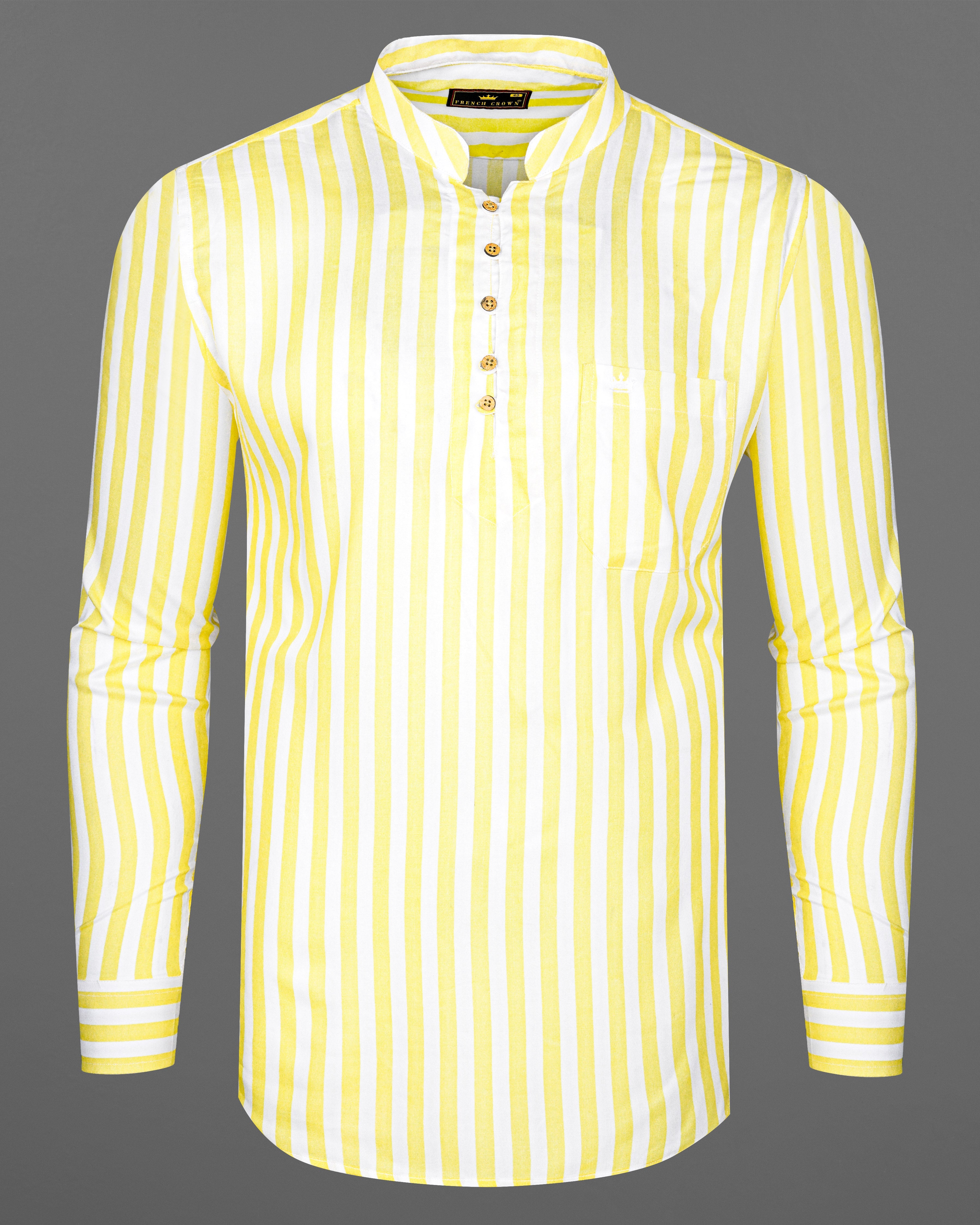 Bright White with Picasso Yellow Striped Premium Tencel Kurta Shirt 8250-KS-38, 8250-KS-H-38, 8250-KS-39, 8250-KS-H-39, 8250-KS-40, 8250-KS-H-40, 8250-KS-42, 8250-KS-H-42, 8250-KS-44, 8250-KS-H-44, 8250-KS-46, 8250-KS-H-46, 8250-KS-48, 8250-KS-H-48, 8250-KS-50, 8250-KS-H-50, 8250-KS-52, 8250-KS-H-52