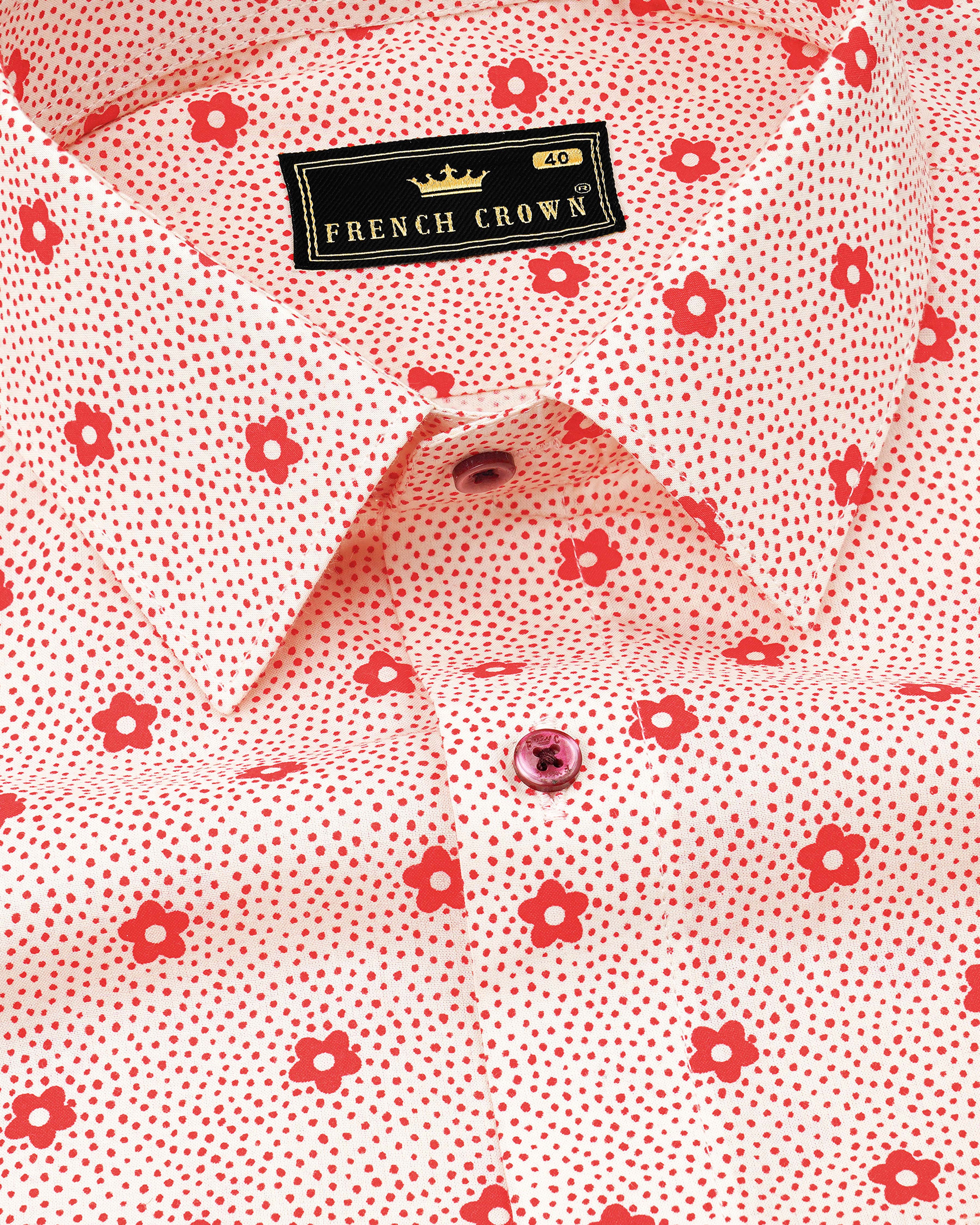 Albescent Peach with Jasper Red Ditsy Printed Printed Premium Cotton Shirt 8255-MN-38, 8255-MN-H-38, 8255-MN-39, 8255-MN-H-39, 8255-MN-40, 8255-MN-H-40, 8255-MN-42, 8255-MN-H-42, 8255-MN-44, 8255-MN-H-44, 8255-MN-46, 8255-MN-H-46, 8255-MN-48, 8255-MN-H-48, 8255-MN-50, 8255-MN-H-50, 8255-MN-52, 8255-MN-H-52