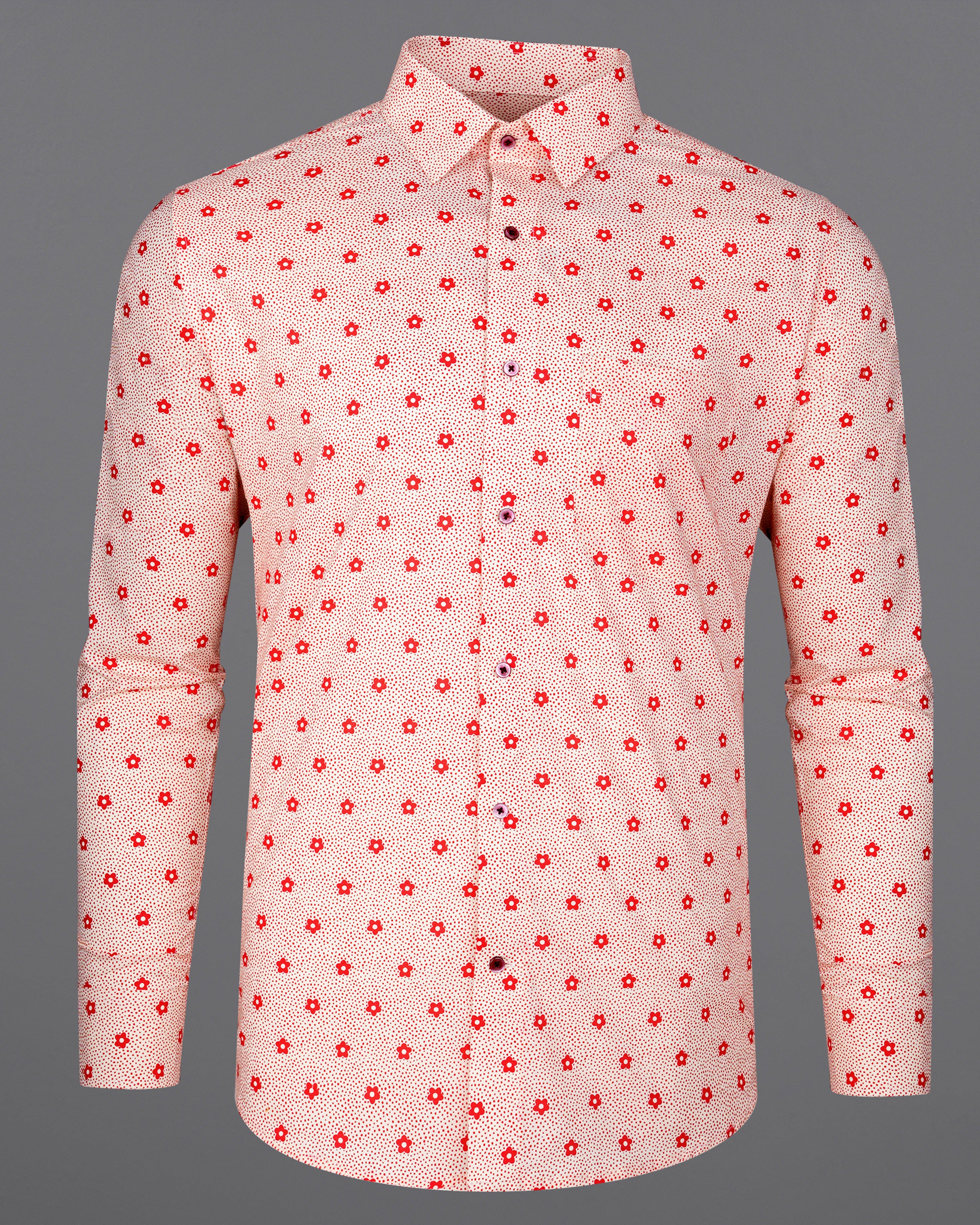 Albescent Peach with Jasper Red Ditsy Printed Printed Premium Cotton Shirt 8255-MN-38, 8255-MN-H-38, 8255-MN-39, 8255-MN-H-39, 8255-MN-40, 8255-MN-H-40, 8255-MN-42, 8255-MN-H-42, 8255-MN-44, 8255-MN-H-44, 8255-MN-46, 8255-MN-H-46, 8255-MN-48, 8255-MN-H-48, 8255-MN-50, 8255-MN-H-50, 8255-MN-52, 8255-MN-H-52