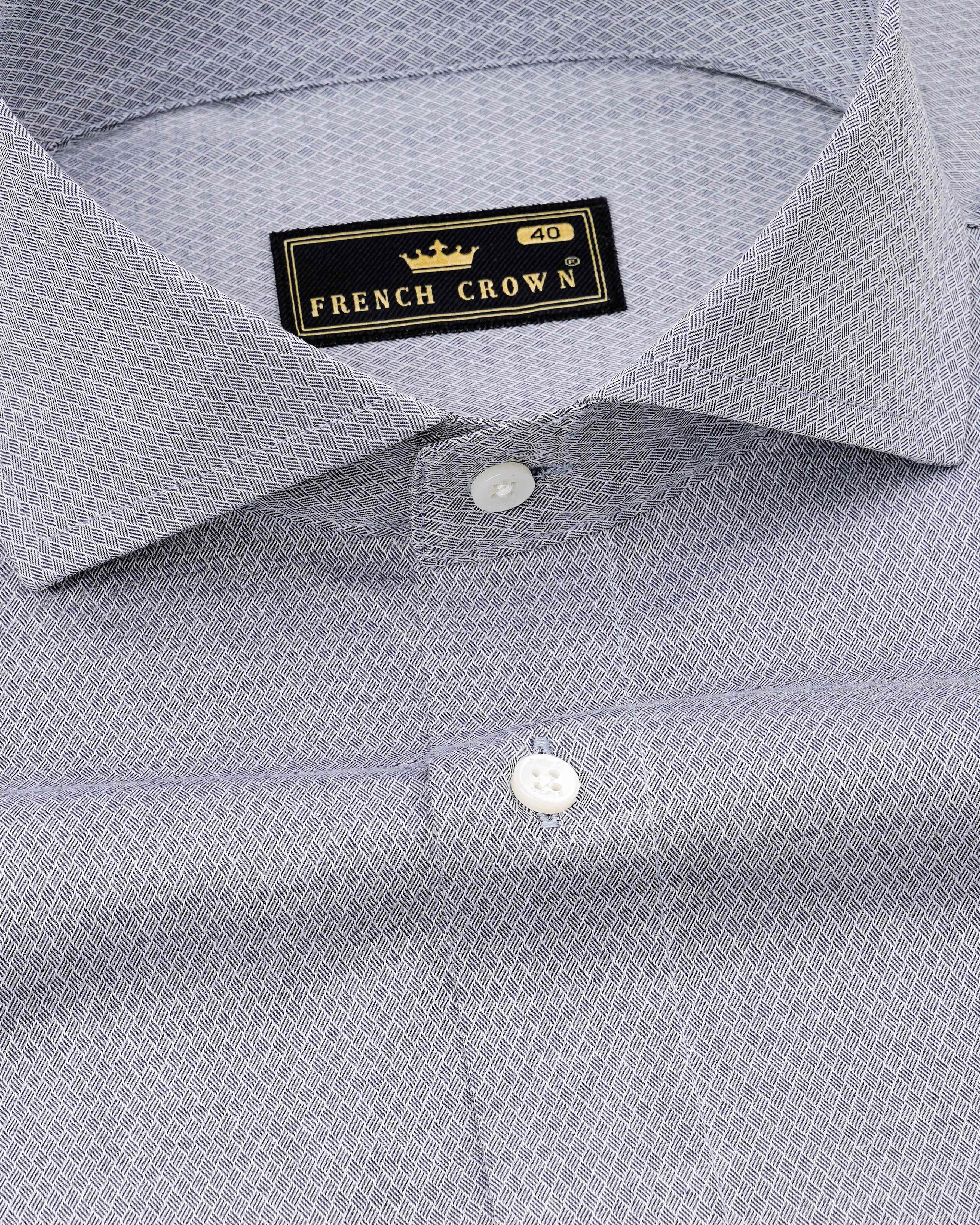 Spun Pearl Silver Formal Textured Premium Cotton Shirt For