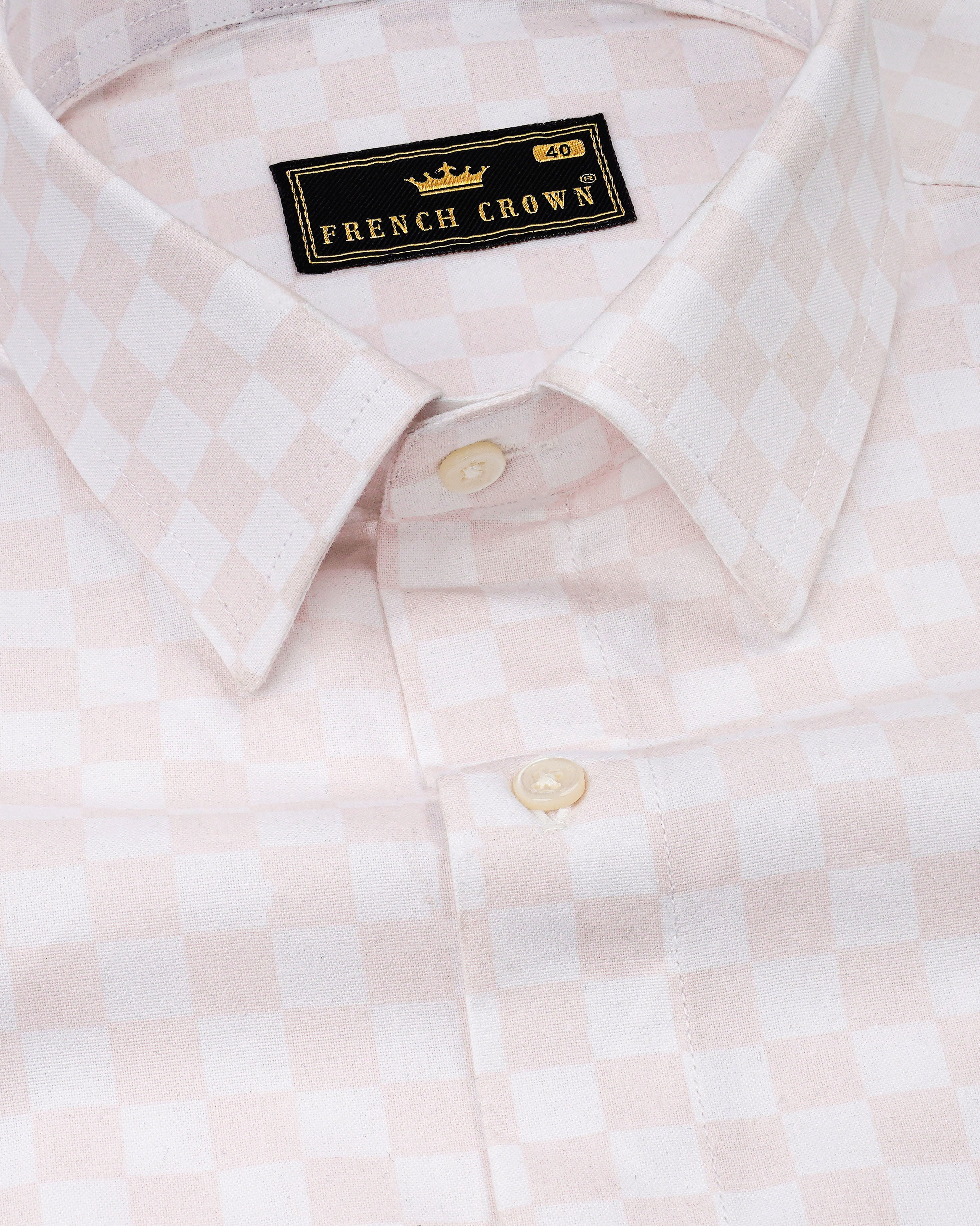 Timberwolf White and Carousel Peach Checked Premium Cotton Shirt 8271-38, 8271-H-38, 8271-39, 8271-H-39, 8271-40, 8271-H-40, 8271-42, 8271-H-42, 8271-44, 8271-H-44, 8271-46, 8271-H-46, 8271-48, 8271-H-48, 8271-50, 8271-H-50, 8271-52, 8271-H-52