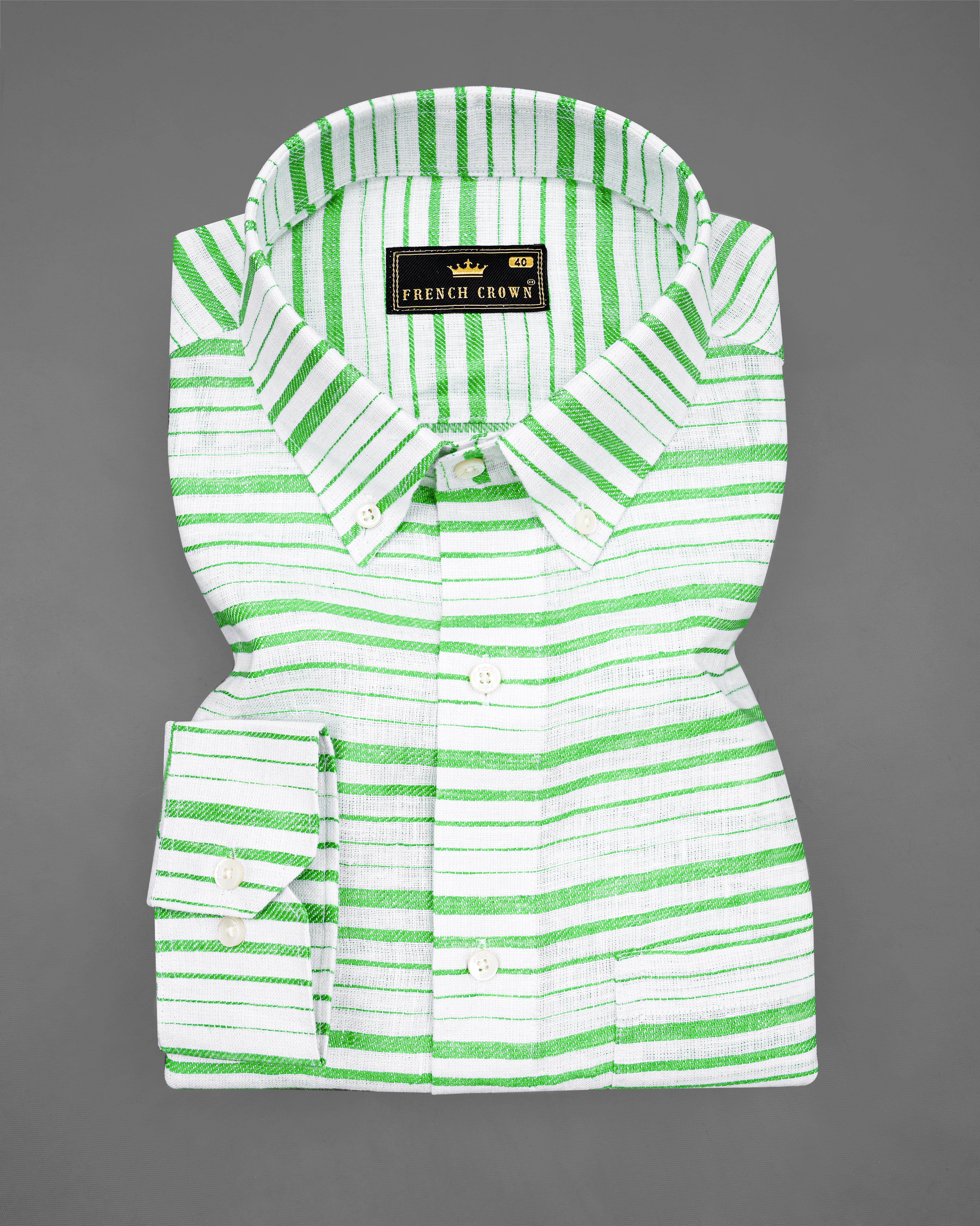 Bright White and Chateau Green Striped Luxurious Linen Shirt 8283-BD-38, 8283-BD-H-38, 8283-BD-39, 8283-BD-H-39, 8283-BD-40, 8283-BD-H-40, 8283-BD-42, 8283-BD-H-42, 8283-BD-44, 8283-BD-H-44, 8283-BD-46, 8283-BD-H-46, 8283-BD-48, 8283-BD-H-48, 8283-BD-50, 8283-BD-H-50, 8283-BD-52, 8283-BD-H-52