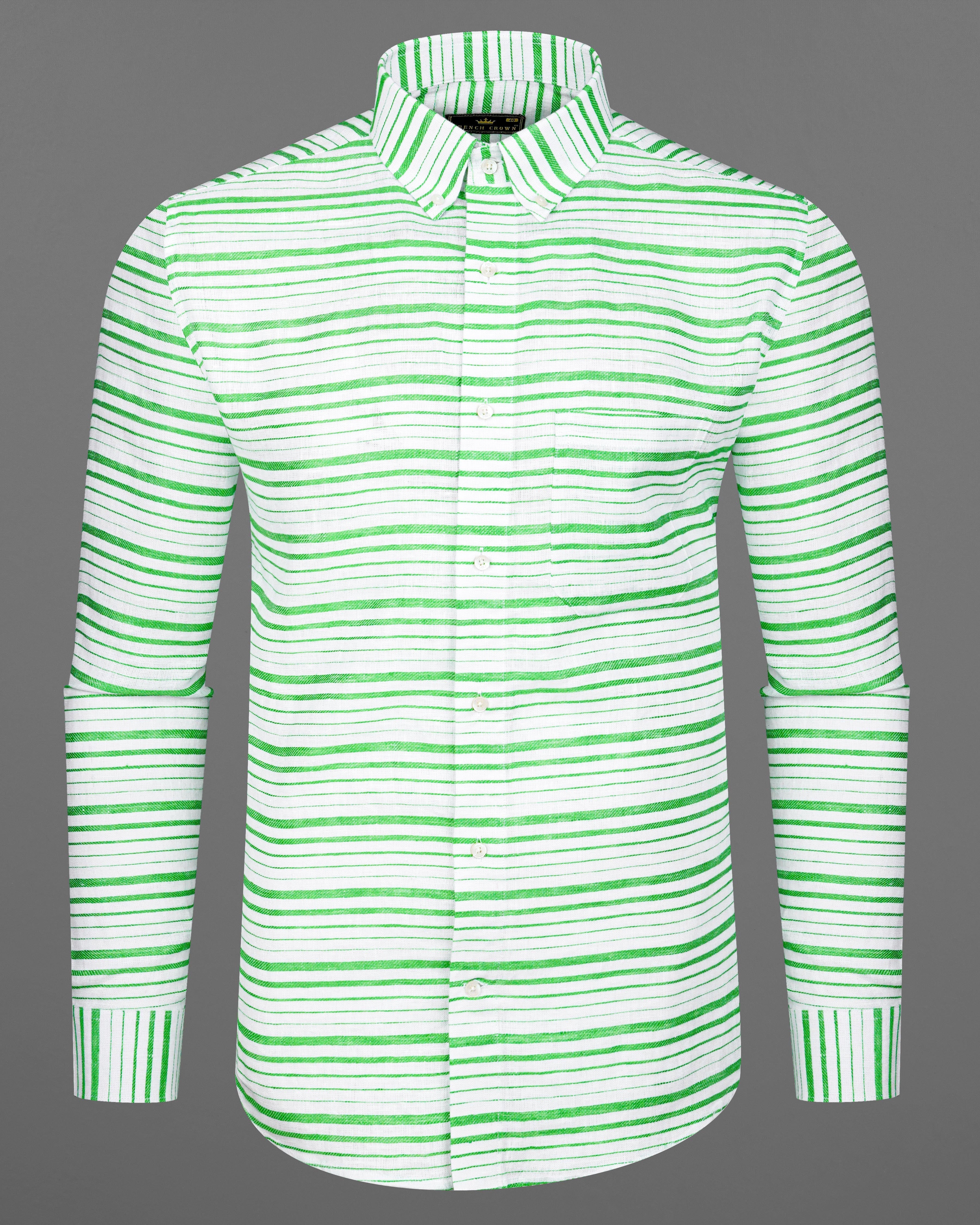 Bright White and Chateau Green Striped Luxurious Linen Shirt 8283-BD-38, 8283-BD-H-38, 8283-BD-39, 8283-BD-H-39, 8283-BD-40, 8283-BD-H-40, 8283-BD-42, 8283-BD-H-42, 8283-BD-44, 8283-BD-H-44, 8283-BD-46, 8283-BD-H-46, 8283-BD-48, 8283-BD-H-48, 8283-BD-50, 8283-BD-H-50, 8283-BD-52, 8283-BD-H-52