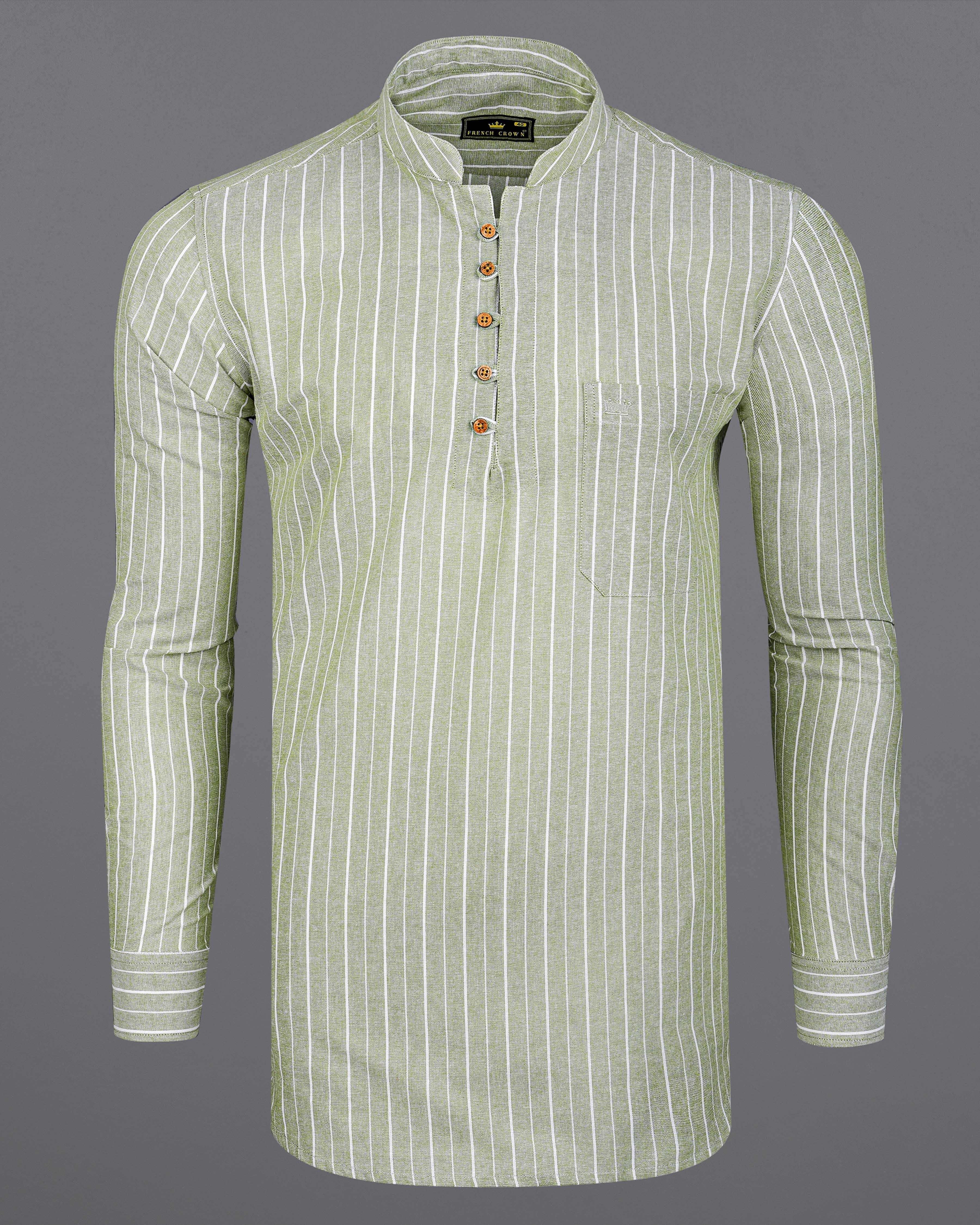 Beryl Green and White Striped Royal Oxford Kurta Shirt 8325-KS -38,8325-KS -H-38,8325-KS -39,8325-KS -H-39,8325-KS -40,8325-KS -H-40,8325-KS -42,8325-KS -H-42,8325-KS -44,8325-KS -H-44,8325-KS -46,8325-KS -H-46,8325-KS -48,8325-KS -H-48,8325-KS -50,8325-KS -H-50,8325-KS -52,8325-KS -H-52