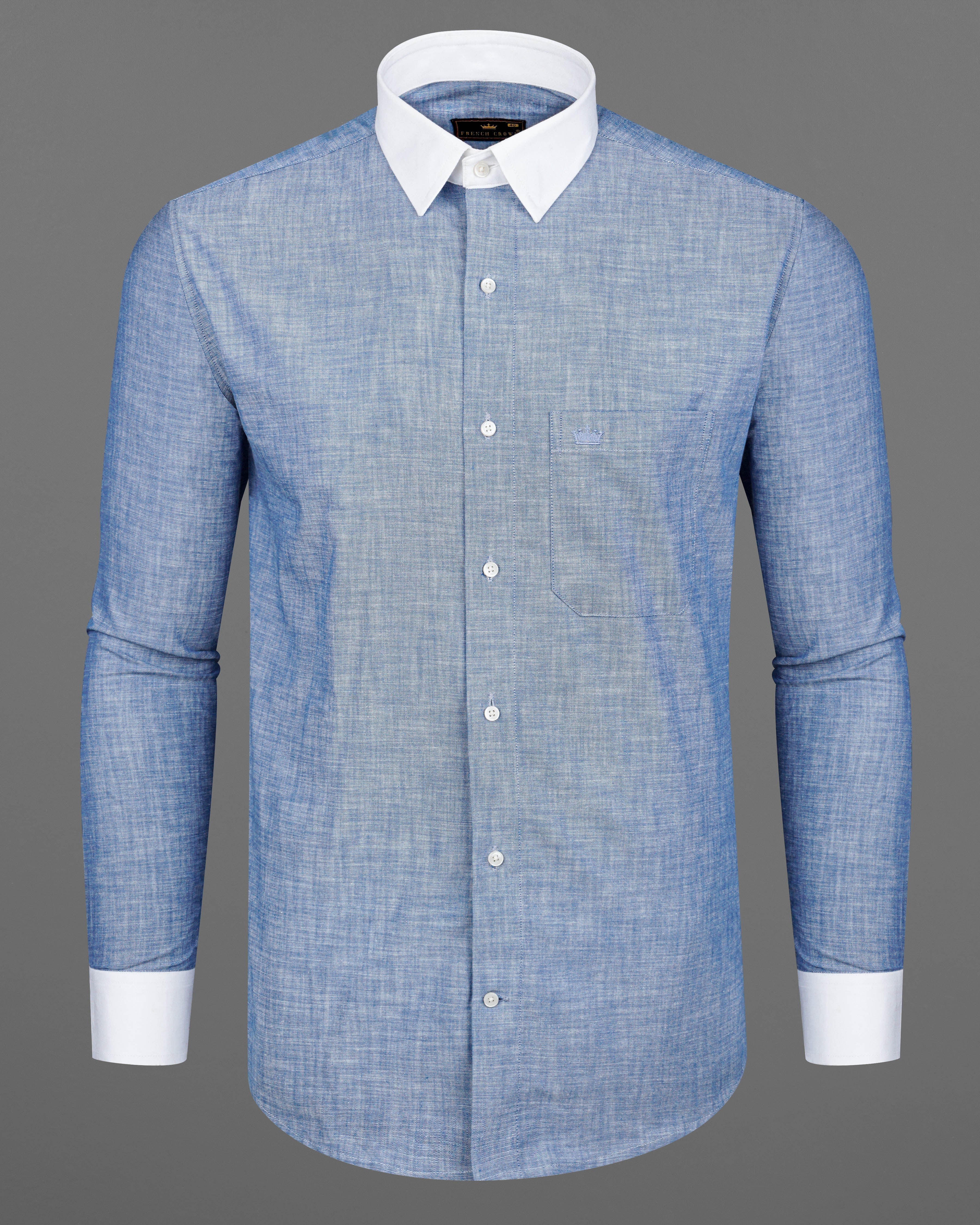 Amethyst Blue with White Collar Chambray Shirt 8336-WCC-38, 8336-WCC-H-38, 8336-WCC-39, 8336-WCC-H-39, 8336-WCC-40, 8336-WCC-H-40, 8336-WCC-42, 8336-WCC-H-42, 8336-WCC-44, 8336-WCC-H-44, 8336-WCC-46, 8336-WCC-H-46, 8336-WCC-48, 8336-WCC-H-48, 8336-WCC-50, 8336-WCC-H-50, 8336-WCC-52, 8336-WCC-H-52