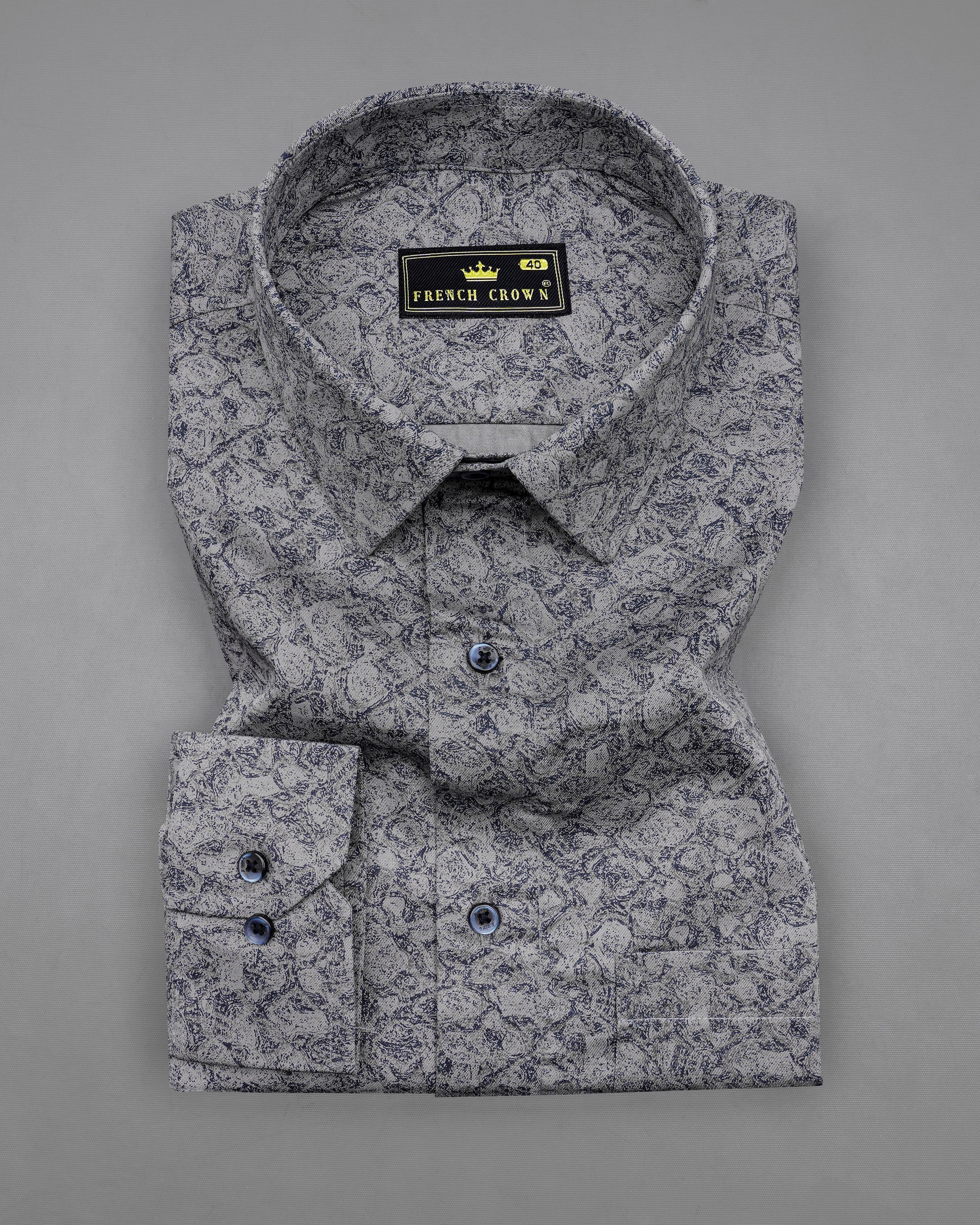 Venus Gray with Mirage Blue Printed Royal Oxford Shirt 8345-BLE-38, 8345-BLE-H-38, 8345-BLE-39, 8345-BLE-H-39, 8345-BLE-40, 8345-BLE-H-40, 8345-BLE-42, 8345-BLE-H-42, 8345-BLE-44, 8345-BLE-H-44, 8345-BLE-46, 8345-BLE-H-46, 8345-BLE-48, 8345-BLE-H-48, 8345-BLE-50, 8345-BLE-H-50, 8345-BLE-52, 8345-BLE-H-52