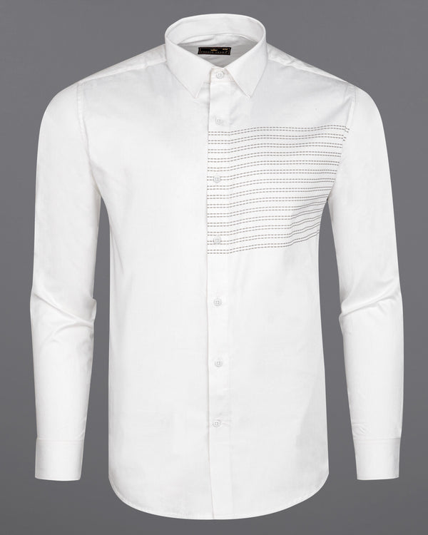 Bright White Embroidered Style Printed Super Soft Premium Cotton Shirt