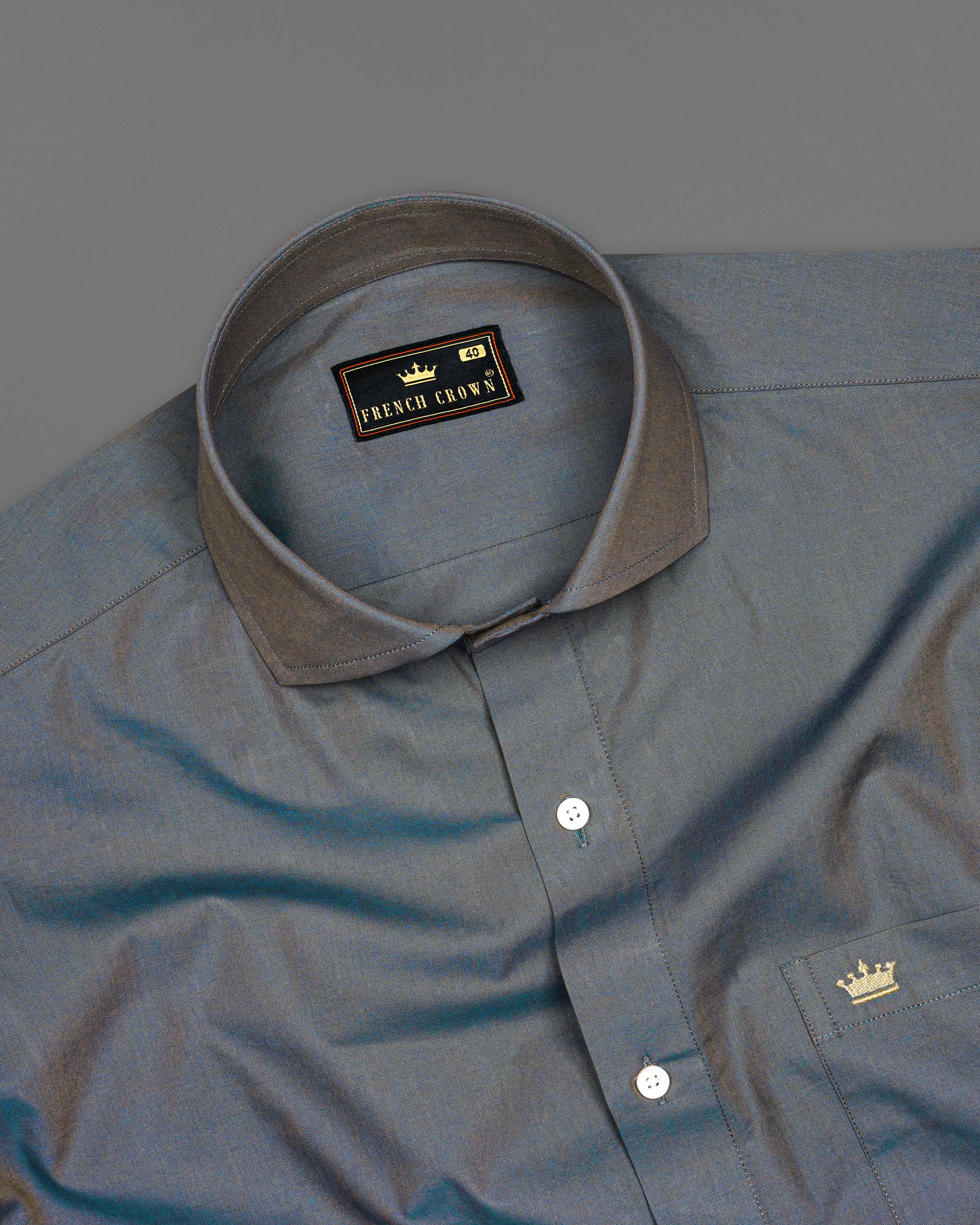 Storm Dust Gray Two Tone Chambray Shirt