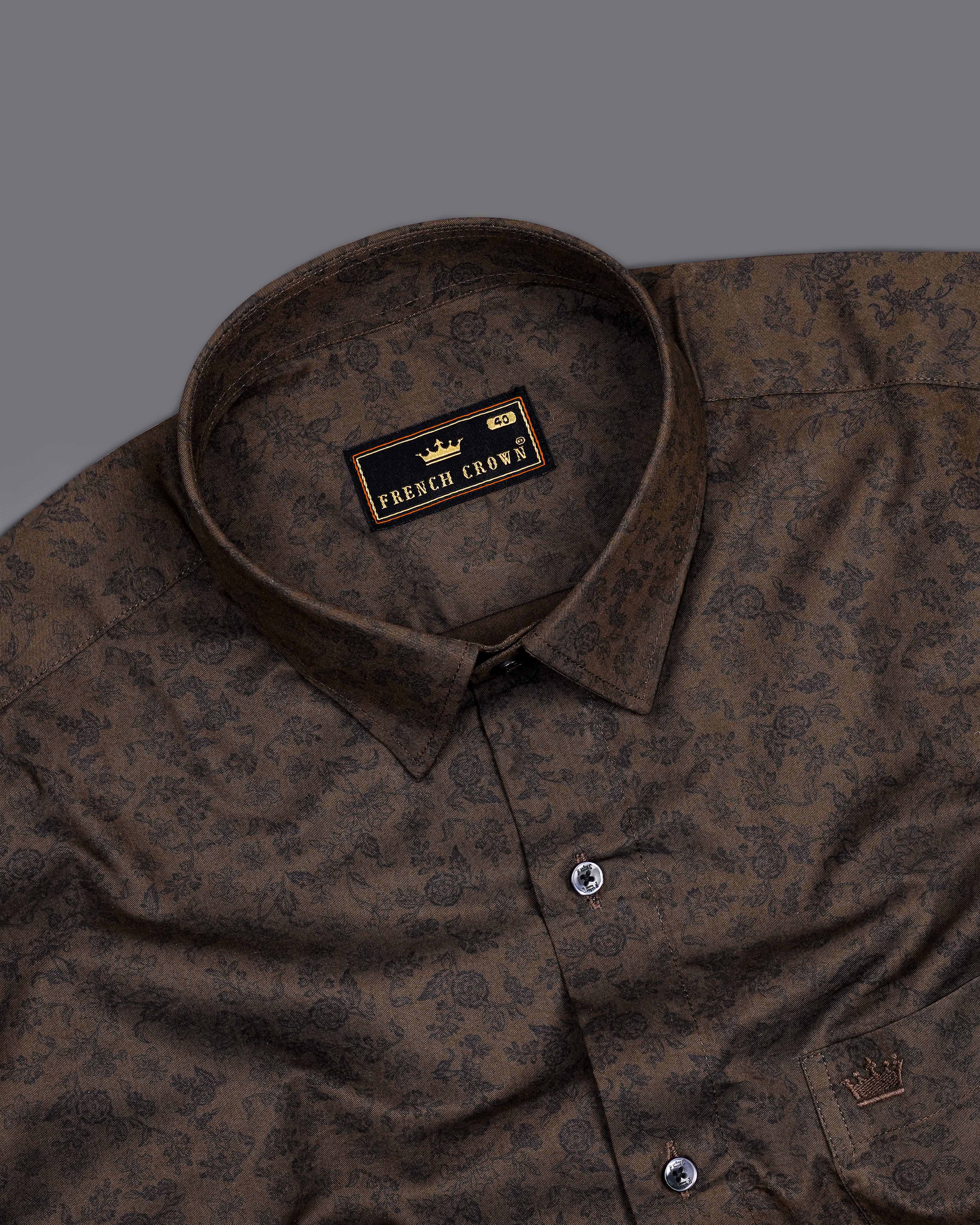 Bistre Brown With Black Ditsy Printed Super Soft Premium Cotton Shirt 8398-BLK-38, 8398-BLK-H-38, 8398-BLK-39,8398-BLK-H-39, 8398-BLK-40, 8398-BLK-H-40, 8398-BLK-42, 8398-BLK-H-42, 8398-BLK-44, 8398-BLK-H-44, 8398-BLK-46, 8398-BLK-H-46, 8398-BLK-48, 8398-BLK-H-48, 8398-BLK-50, 8398-BLK-H-50, 8398-BLK-52, 8398-BLK-H-52