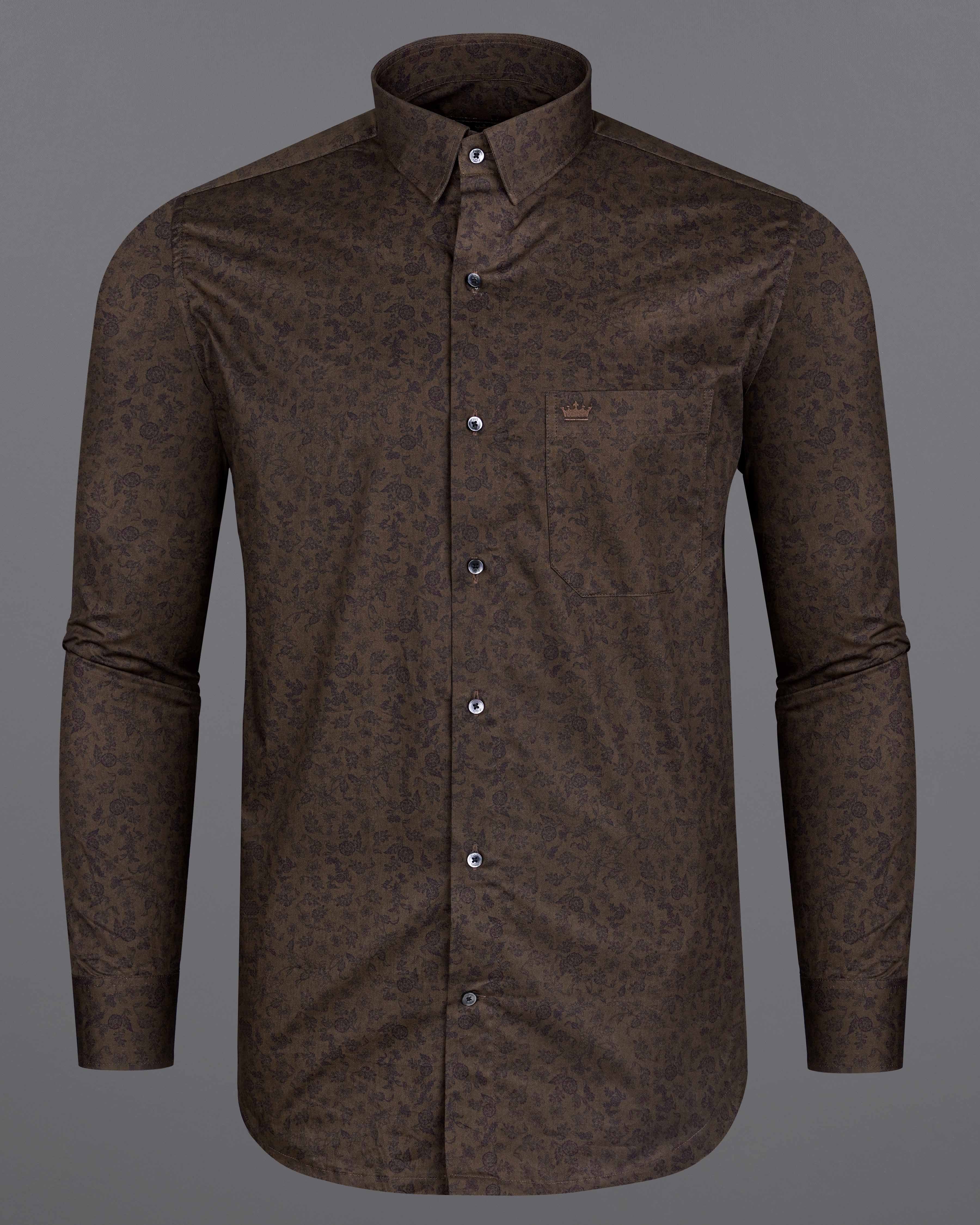 Bistre Brown With Black Ditsy Printed Super Soft Premium Cotton Shirt 8398-BLK-38, 8398-BLK-H-38, 8398-BLK-39,8398-BLK-H-39, 8398-BLK-40, 8398-BLK-H-40, 8398-BLK-42, 8398-BLK-H-42, 8398-BLK-44, 8398-BLK-H-44, 8398-BLK-46, 8398-BLK-H-46, 8398-BLK-48, 8398-BLK-H-48, 8398-BLK-50, 8398-BLK-H-50, 8398-BLK-52, 8398-BLK-H-52