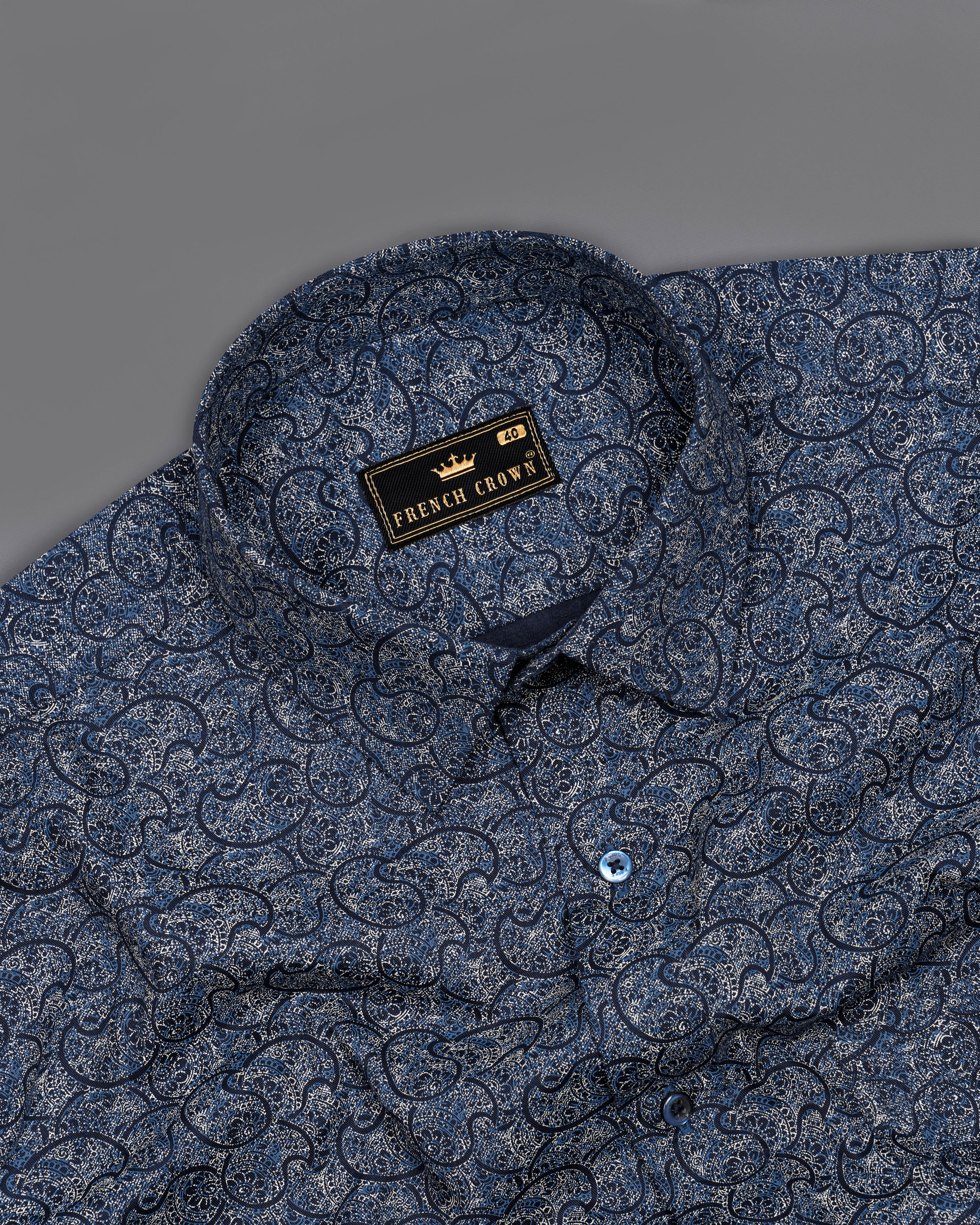 Mirage Navy Blue with Gainsboro Brown Paisley Printed Super Soft Premium Cotton Shirt 8410-BLE-38, 8410-BLE-H-38, 8410-BLE-39,8410-BLE-H-39, 8410-BLE-40, 8410-BLE-H-40, 8410-BLE-42, 8410-BLE-H-42, 8410-BLE-44, 8410-BLE-H-44, 8410-BLE-46, 8410-BLE-H-46, 8410-BLE-48, 8410-BLE-H-48, 8410-BLE-50, 8410-BLE-H-50, 8410-BLE-52, 8410-BLE-H-52