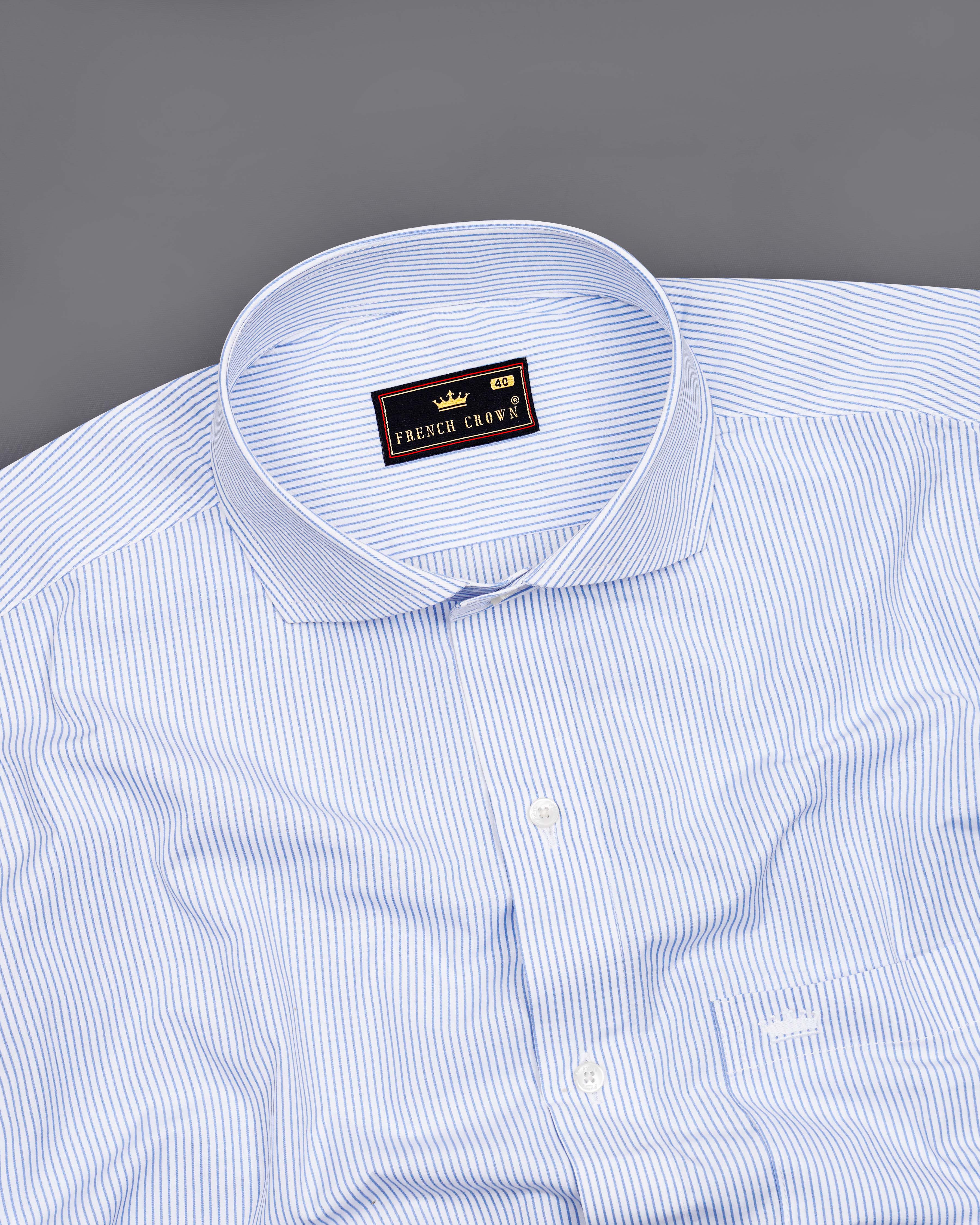 Bright White with Casper Blue Striped Premium Cotton Shirt 8420-CA-38, 8420-CA-H-38, 8420-CA-39,8420-CA-H-39, 8420-CA-40, 8420-CA-H-40, 8420-CA-42, 8420-CA-H-42, 8420-CA-44, 8420-CA-H-44, 8420-CA-46, 8420-CA-H-46, 8420-CA-48, 8420-CA-H-48, 8420-CA-50, 8420-CA-H-50, 8420-CA-52, 8420-CA-H-52