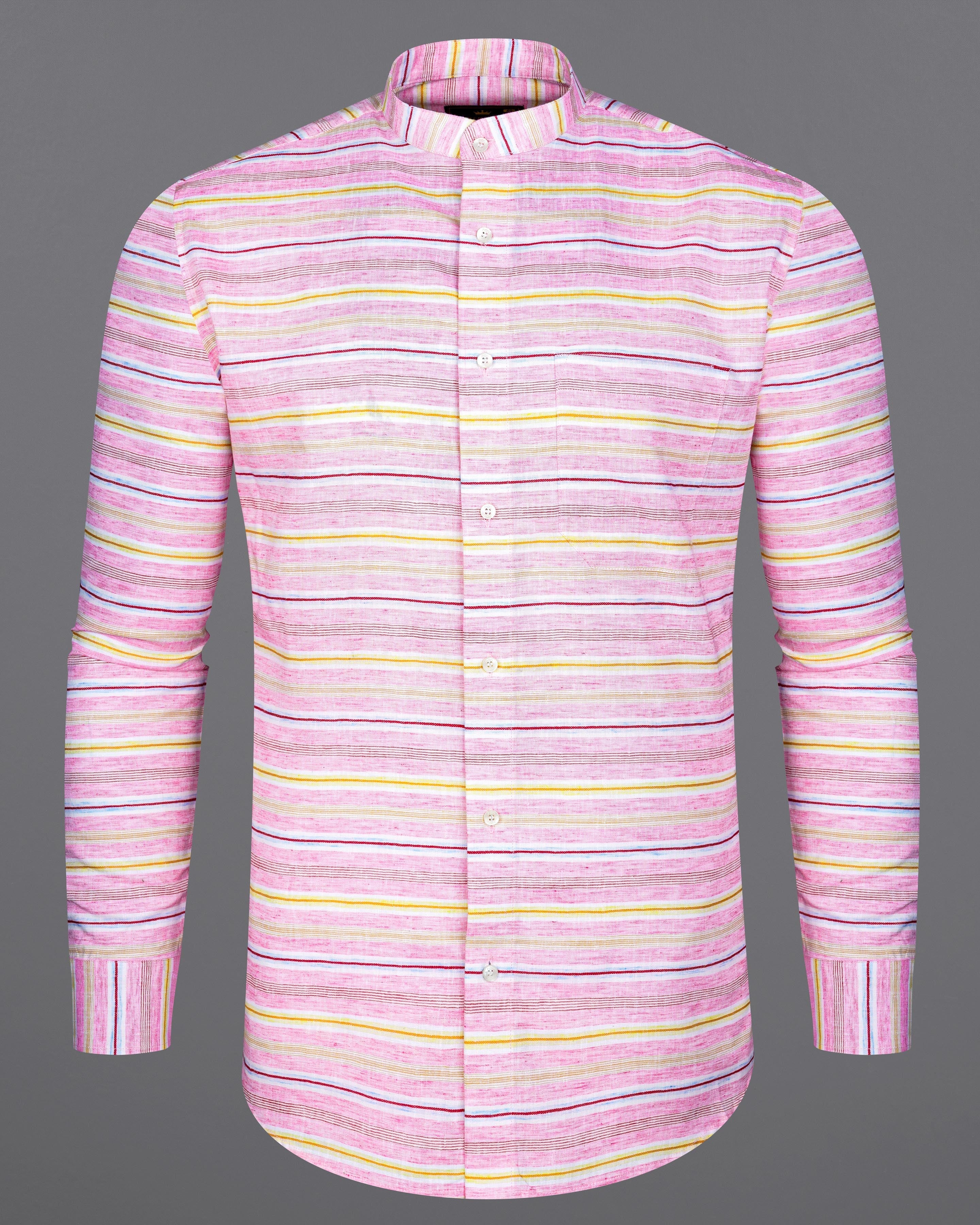 Chantilly Pink Multicolour Striped Luxurious Linen Shirt 8427-M-38, 8427-M-H-38, 8427-M-39,8427-M-H-39, 8427-M-40, 8427-M-H-40, 8427-M-42, 8427-M-H-42, 8427-M-44, 8427-M-H-44, 8427-M-46, 8427-M-H-46, 8427-M-48, 8427-M-H-48, 8427-M-50, 8427-M-H-50, 8427-M-52, 8427-M-H-52