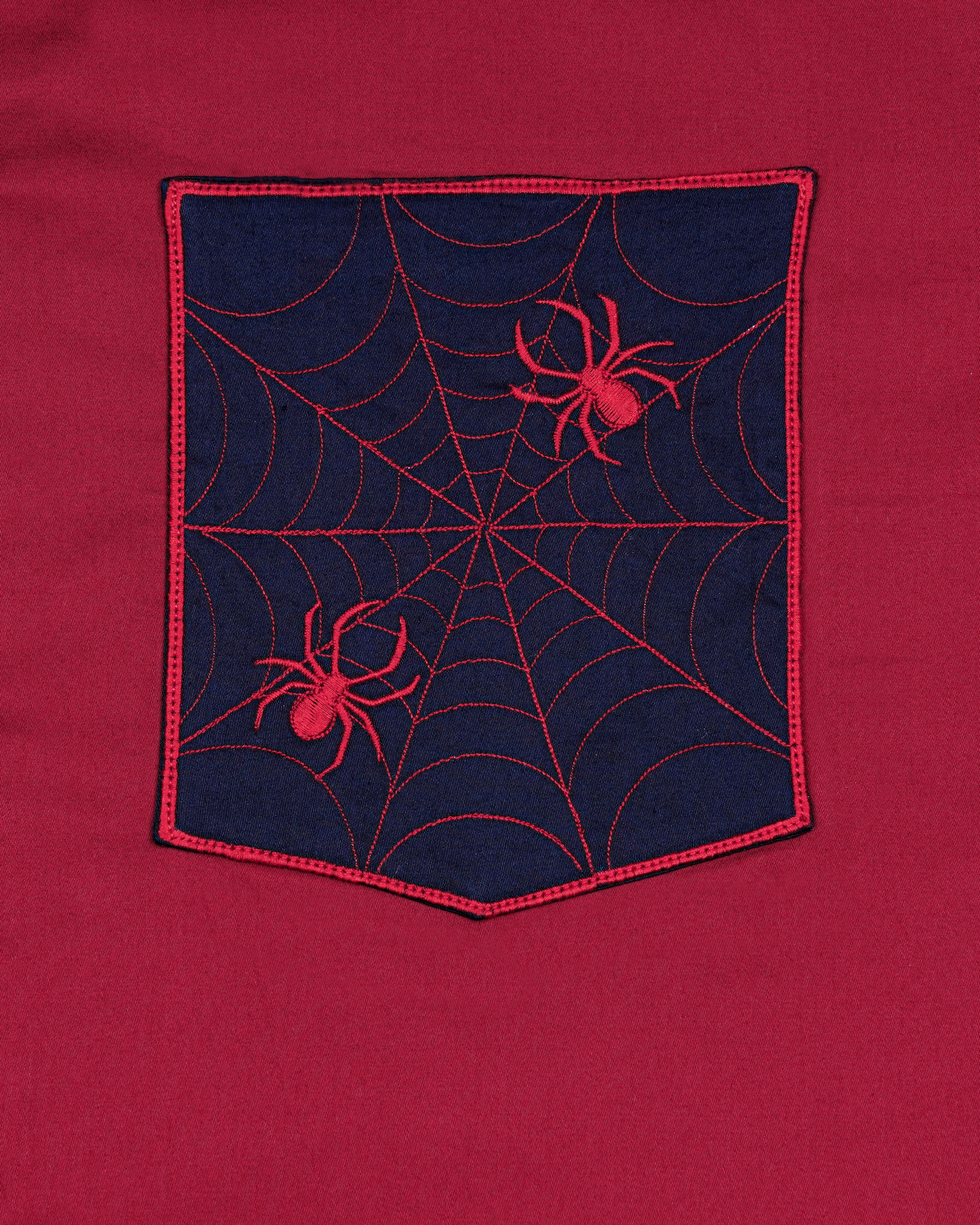 Claret Red with Mirage Blue Patch Subtle Sheen Pocket Spider Embroidered  Super Soft Premium Cotton Shirt 8440-E007-38, 8440-E007-H-38, 8440-E007-39, 8440-E007-H-39, 8440-E007-40, 8440-E007-H-40, 8440-E007-42, 8440-E007-H-42, 8440-E007-44, 8440-E007-H-44, 8440-E007-46, 8440-E007-H-46, 8440-E007-48, 8440-E007-H-48, 8440-E007-50, 8440-E007-H-50, 8440-E007-52, 8440-E007-H-52